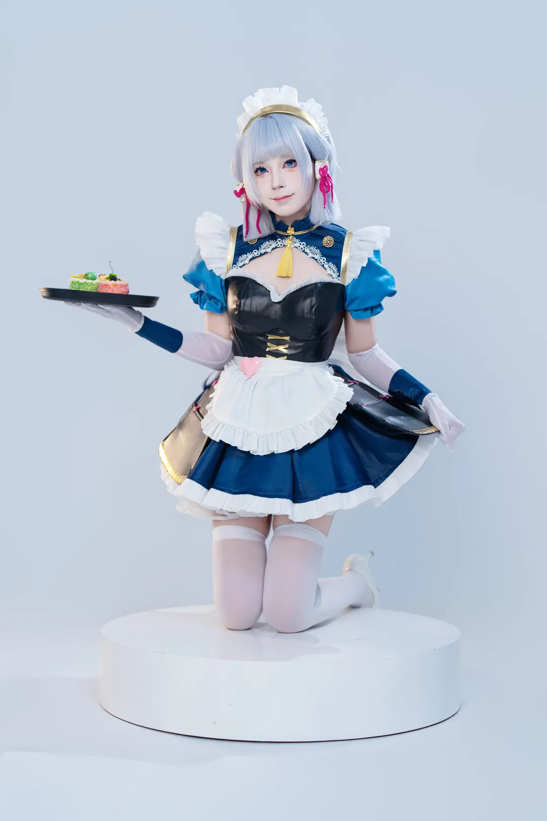 [Kamisato Ayaka cosplay] White studio photoshoot records in a Maid outfit by OUKAI - Image 3