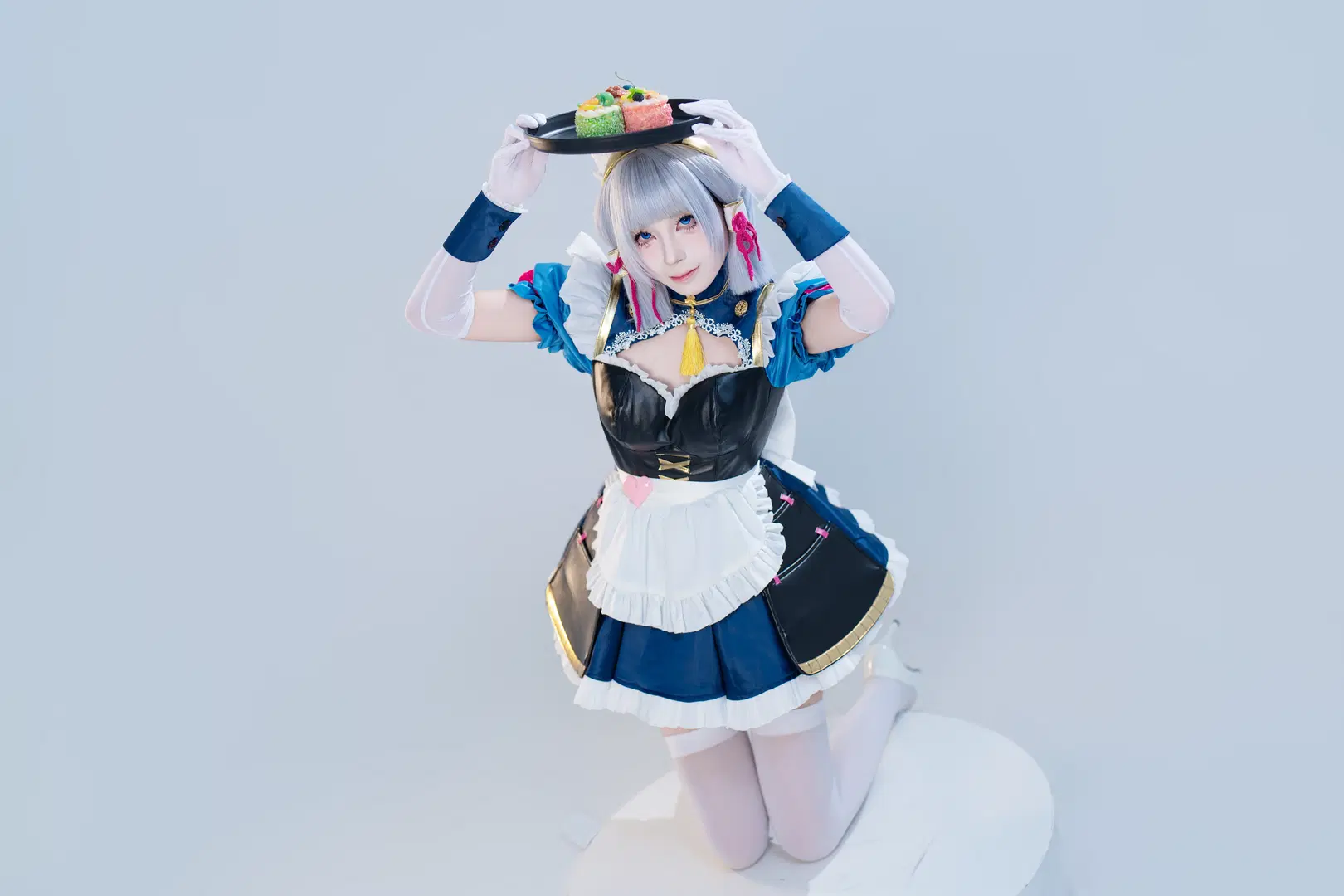 [Kamisato Ayaka cosplay] White studio photoshoot records in a Maid outfit by OUKAI - Image 4