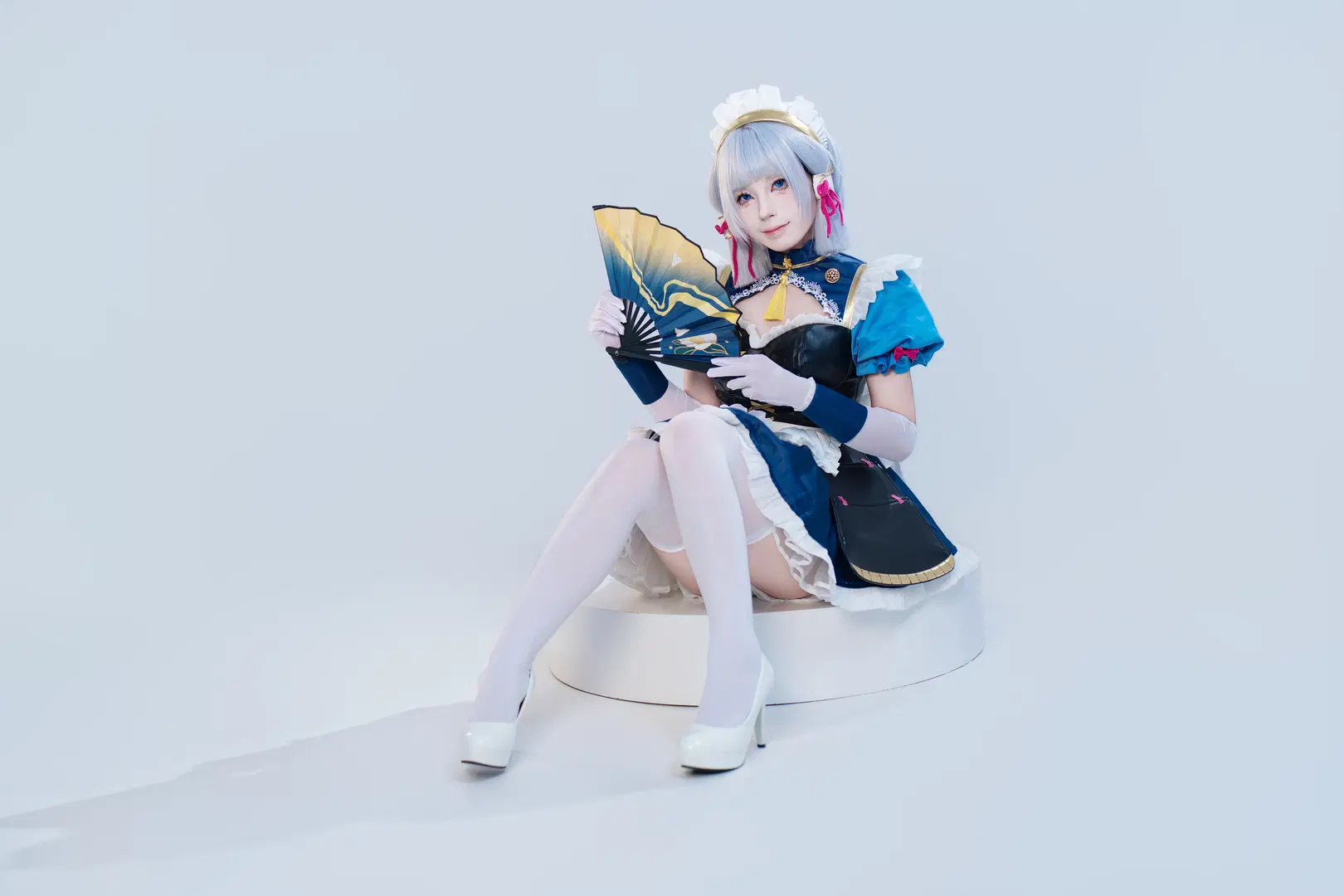 [Kamisato Ayaka cosplay] White studio photoshoot records in a Maid outfit by OUKAI - Image 6