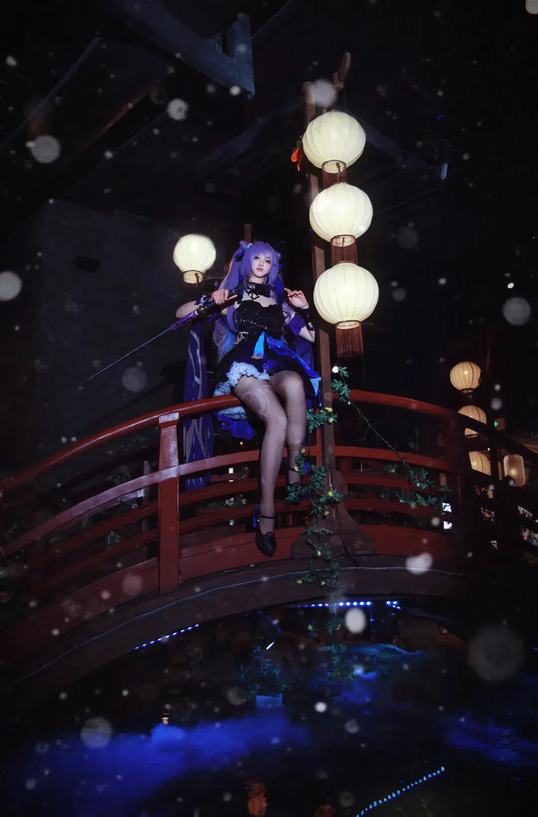 【刻晴cos】原神海灯节夜景，红桥之上的雷光 - 倾寒 - 第3张