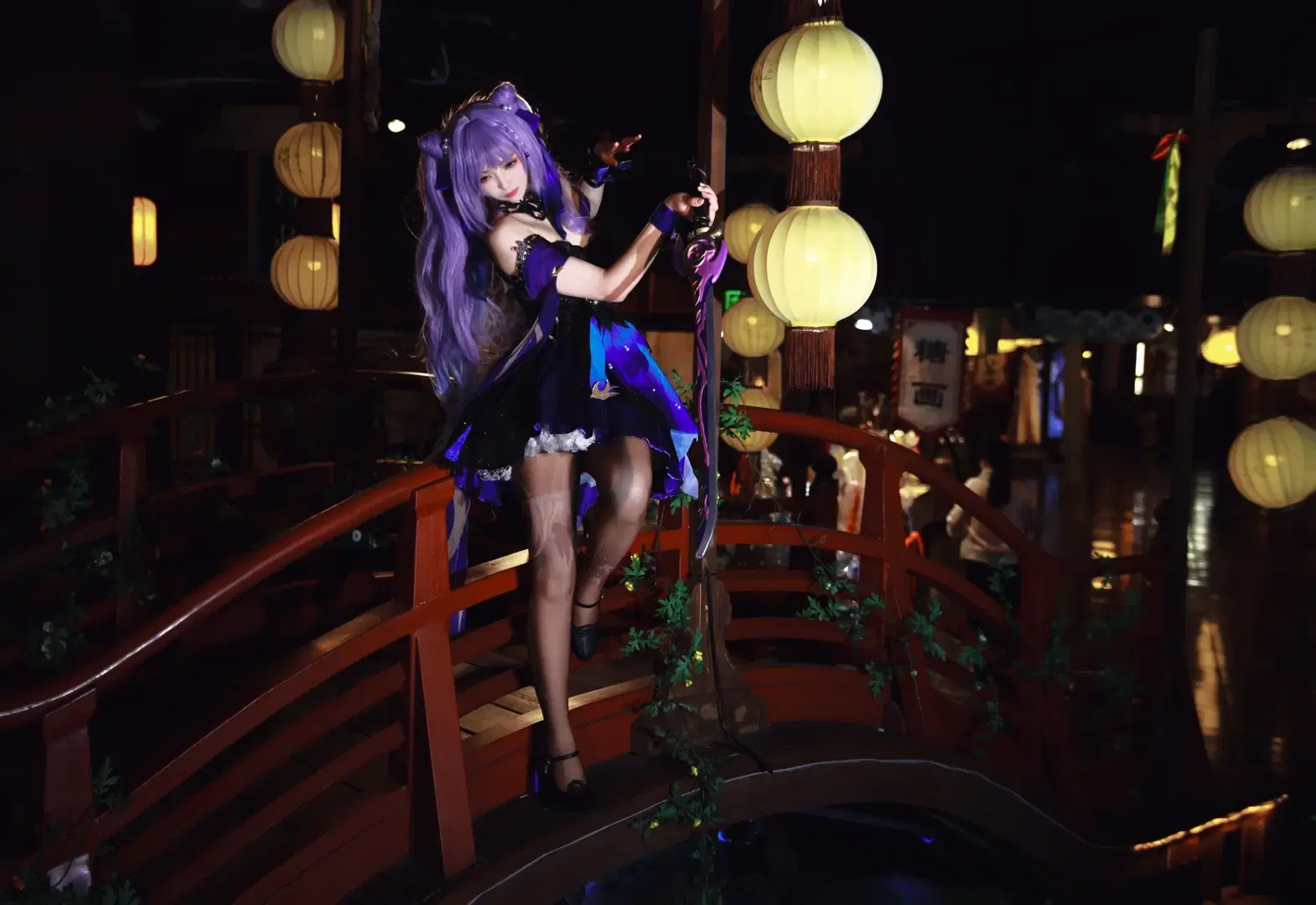 【刻晴cos】原神海灯节夜景，红桥之上的雷光 - 倾寒 - 第8张