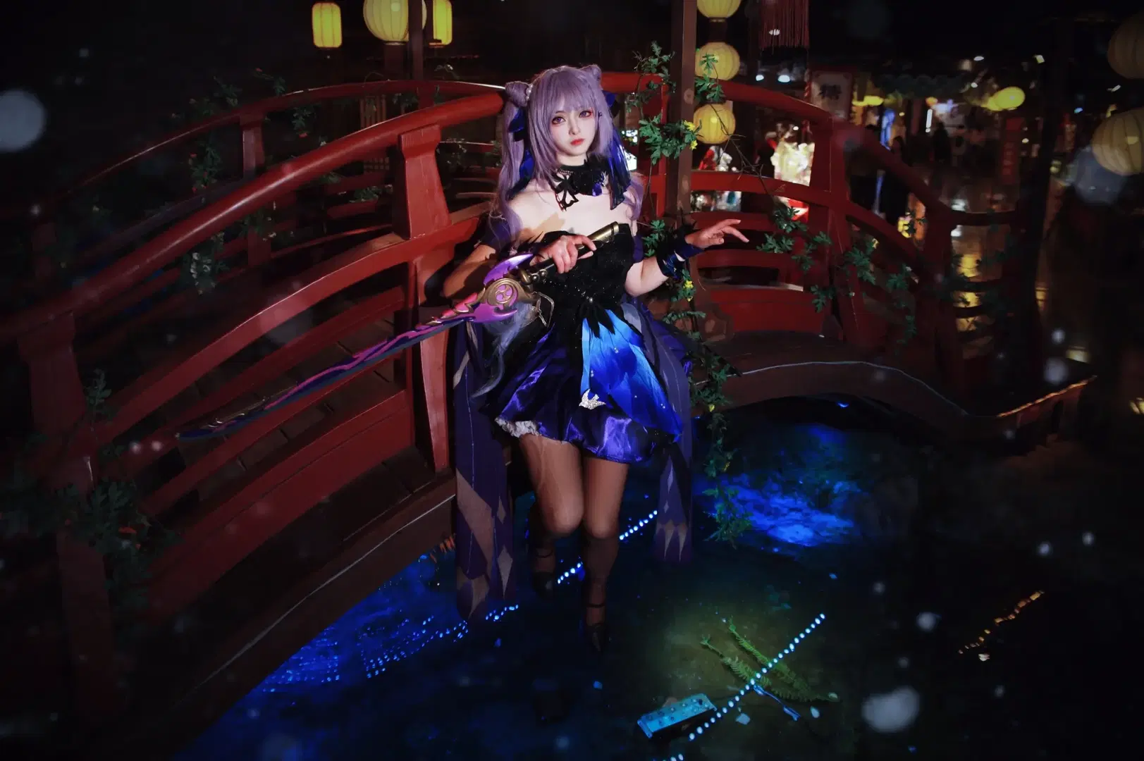【刻晴cos】原神海灯节夜景，红桥之上的雷光 - 倾寒 - 第9张
