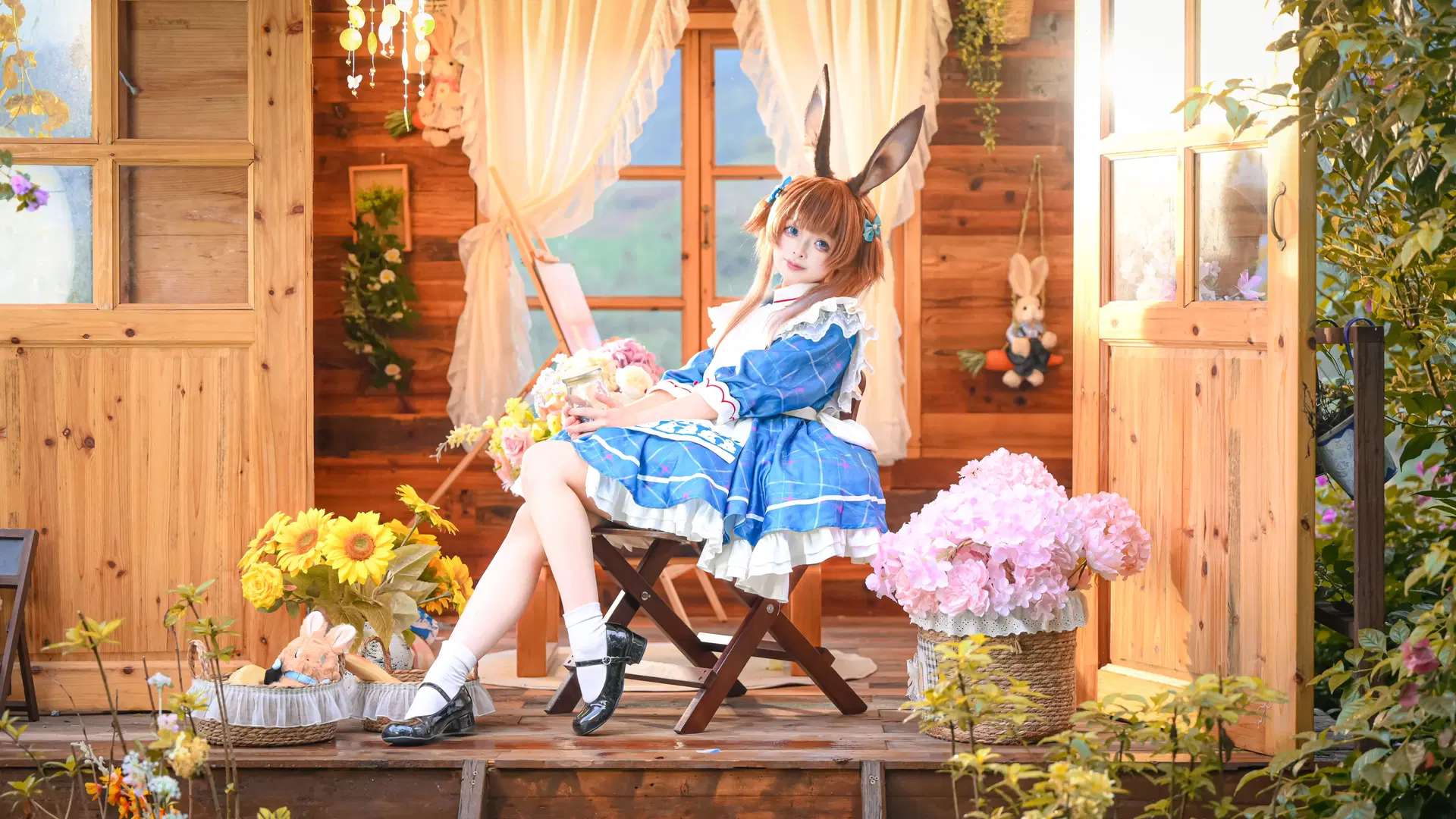 Arknights, Amiya cosplay, White stockings, White Rabbit collaboration, Milky Bunny
