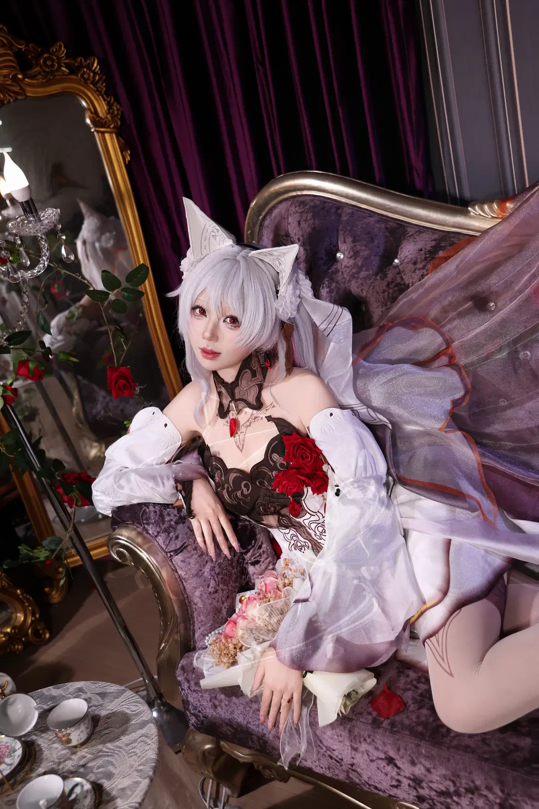 【大月下cos】崩坏3十周年的花嫁，红玫瑰与白丝绒的浪漫 - 柒瑜染月 - 第4张