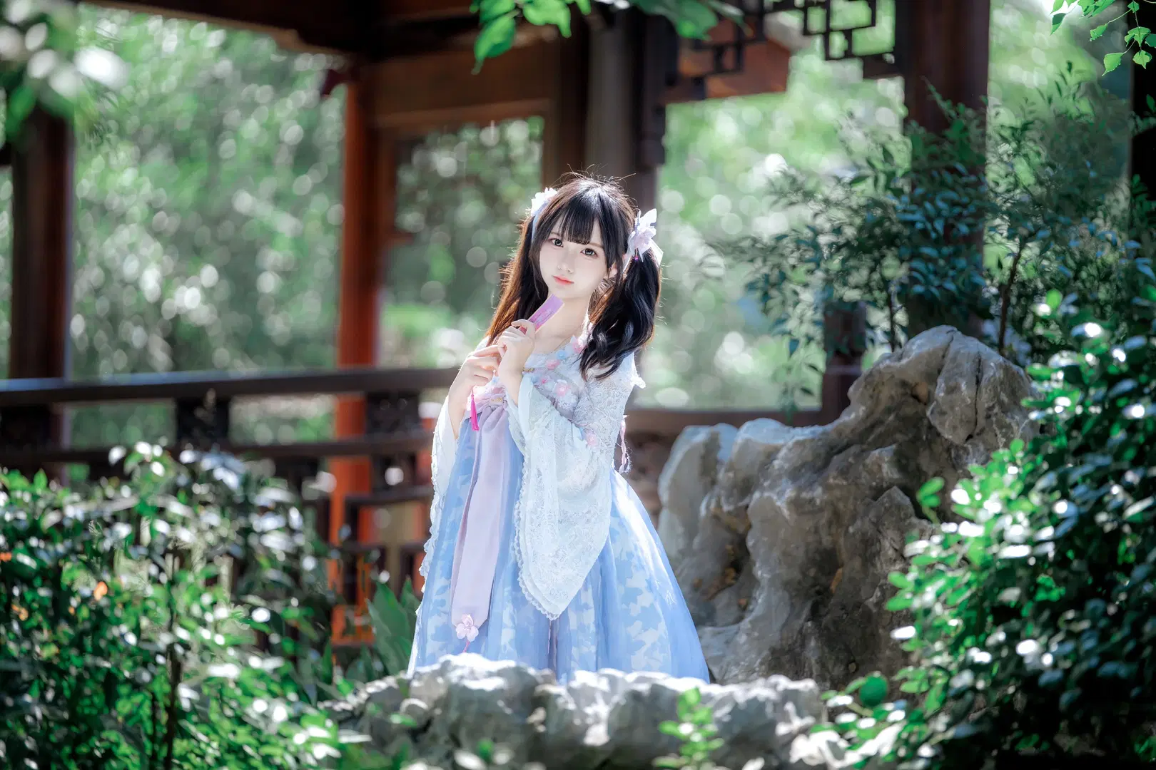 中式园林里的蓝风铃，这套中华风Lolita太出片了 - hyber - 第2张