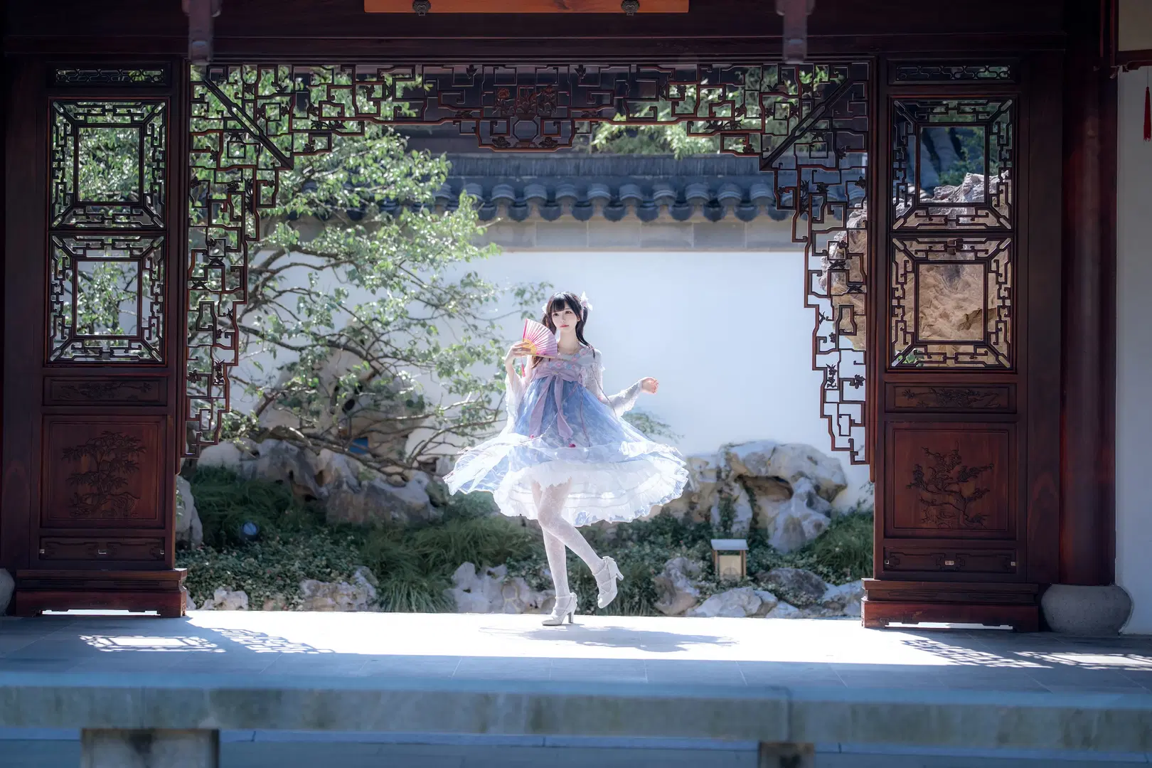 中式园林里的蓝风铃，这套中华风Lolita太出片了 - hyber - 第3张