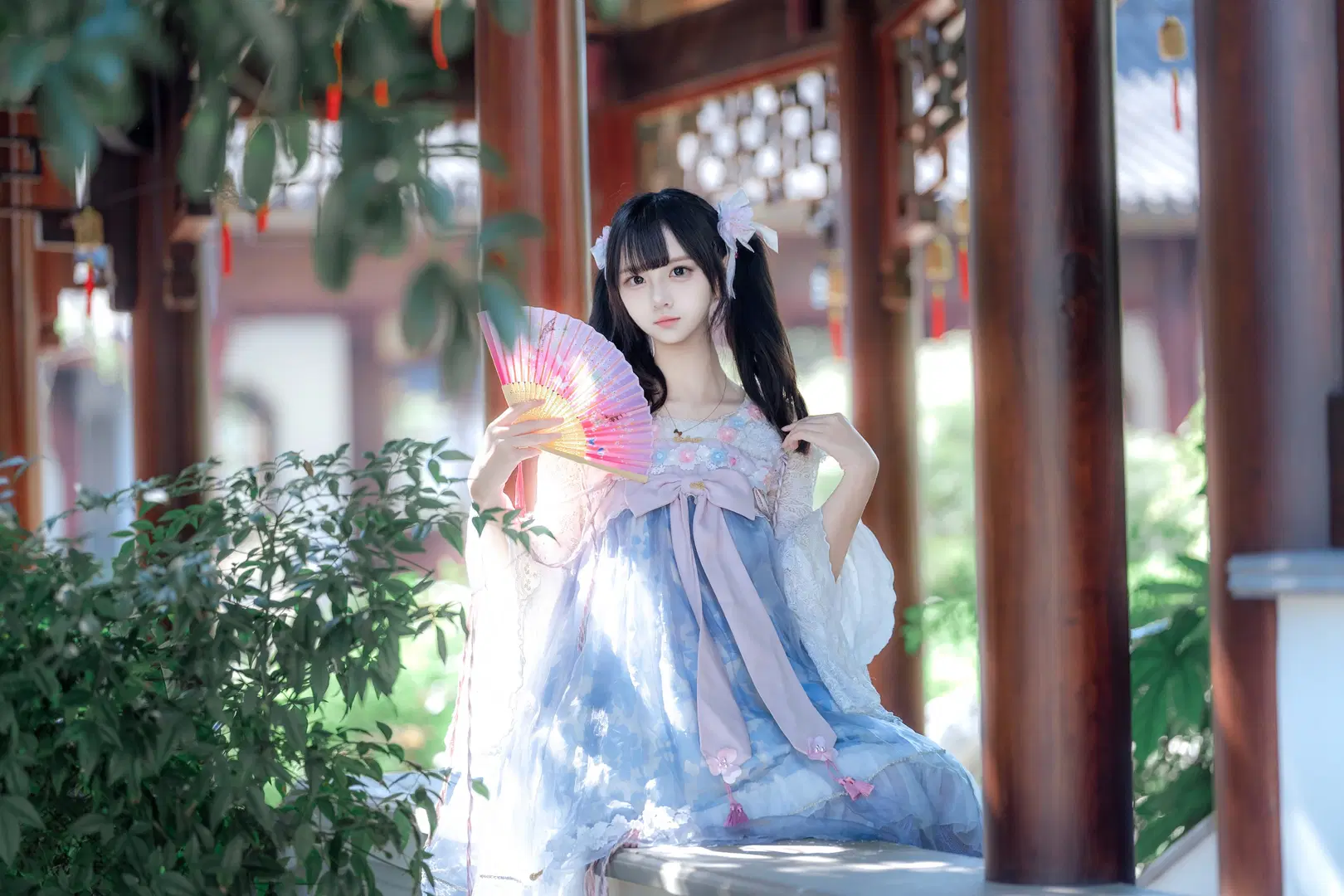 中式园林里的蓝风铃，这套中华风Lolita太出片了 - hyber - 第4张