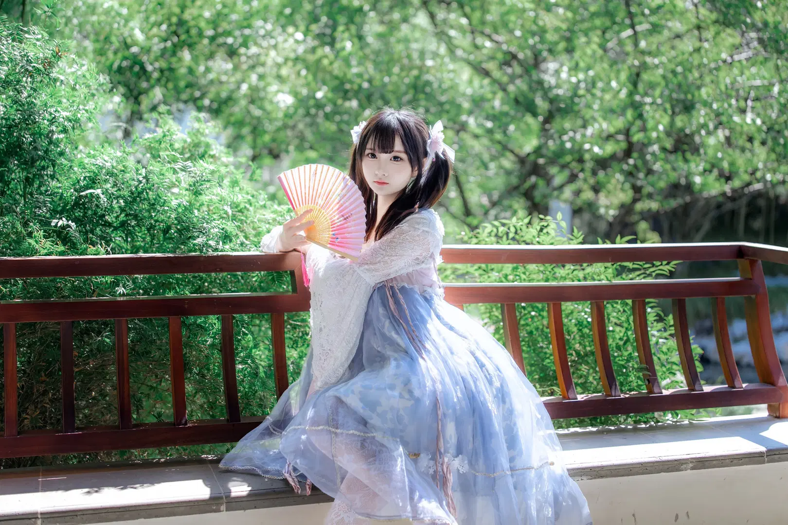 中式园林里的蓝风铃，这套中华风Lolita太出片了 - hyber - 第7张