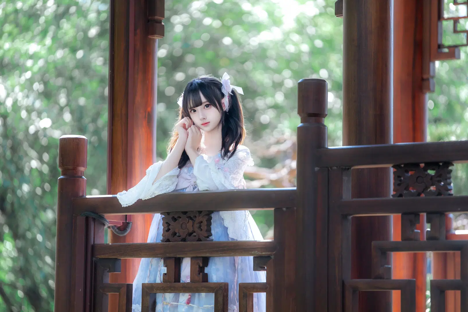 中式园林里的蓝风铃，这套中华风Lolita太出片了 - hyber - 第9张