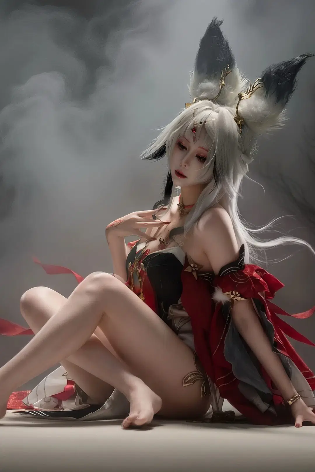 【心月狐cos】鸣潮暗雾红黑狐影，极致的冷艳神秘感 - 小福贵呀 - 第2张