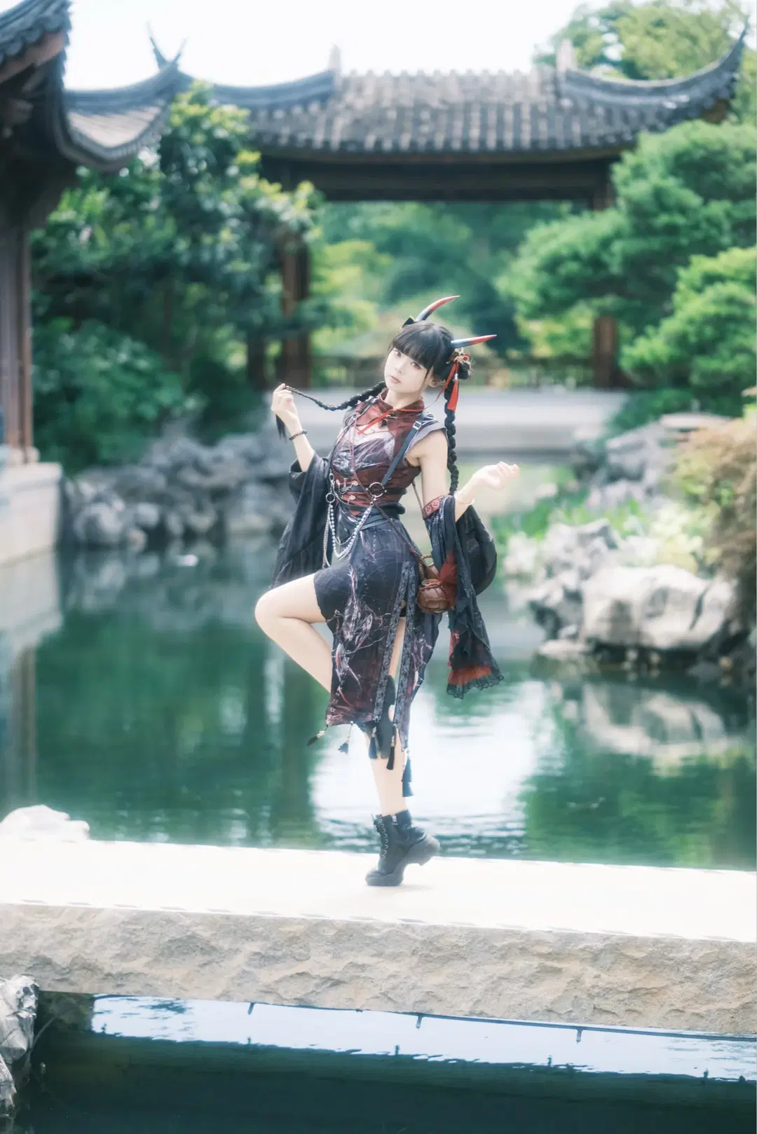 红黑机能风中华娘，中式园林里的武侠氛围感 - 皮皮皮皮皮皮蛋 - 第11张