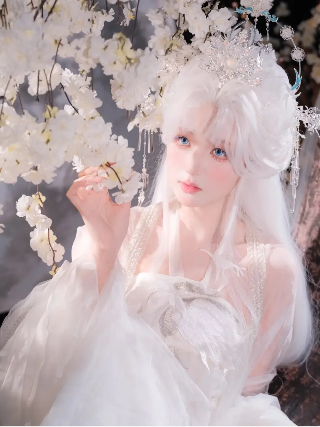 古风摄影, 仙侠风, 孔雀明王cos, 白孔雀, 动物园摄影会