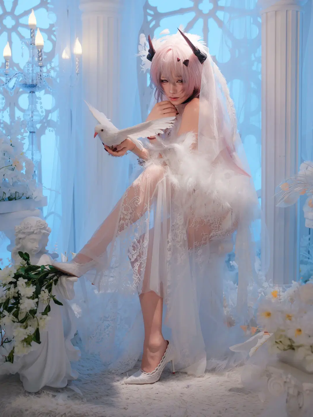 【特蕾西婭cos】明日方舟純白羽翼婚紗造型