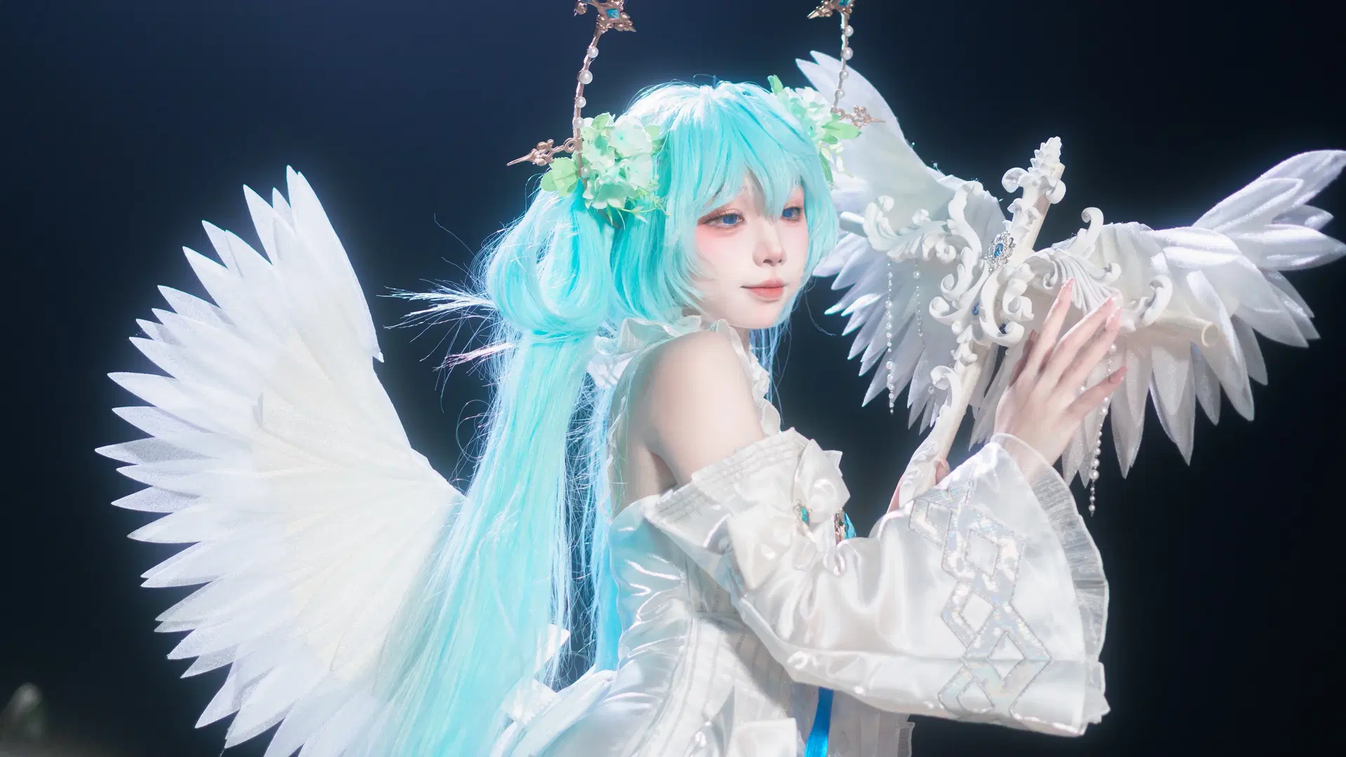 【初音ミク コスプレ】天使ミク 夜景コスプレ 本編撮影アーカイブ - 云离饱饱 - 2枚目