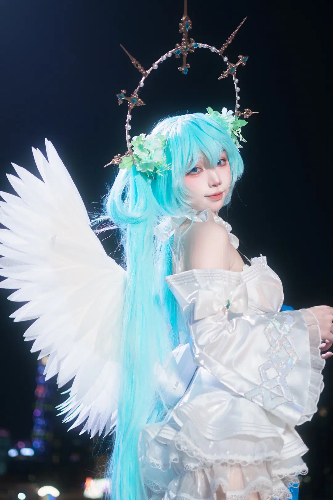 【初音ミク コスプレ】天使ミク 夜景コスプレ 本編撮影アーカイブ - 云离饱饱 - 4枚目