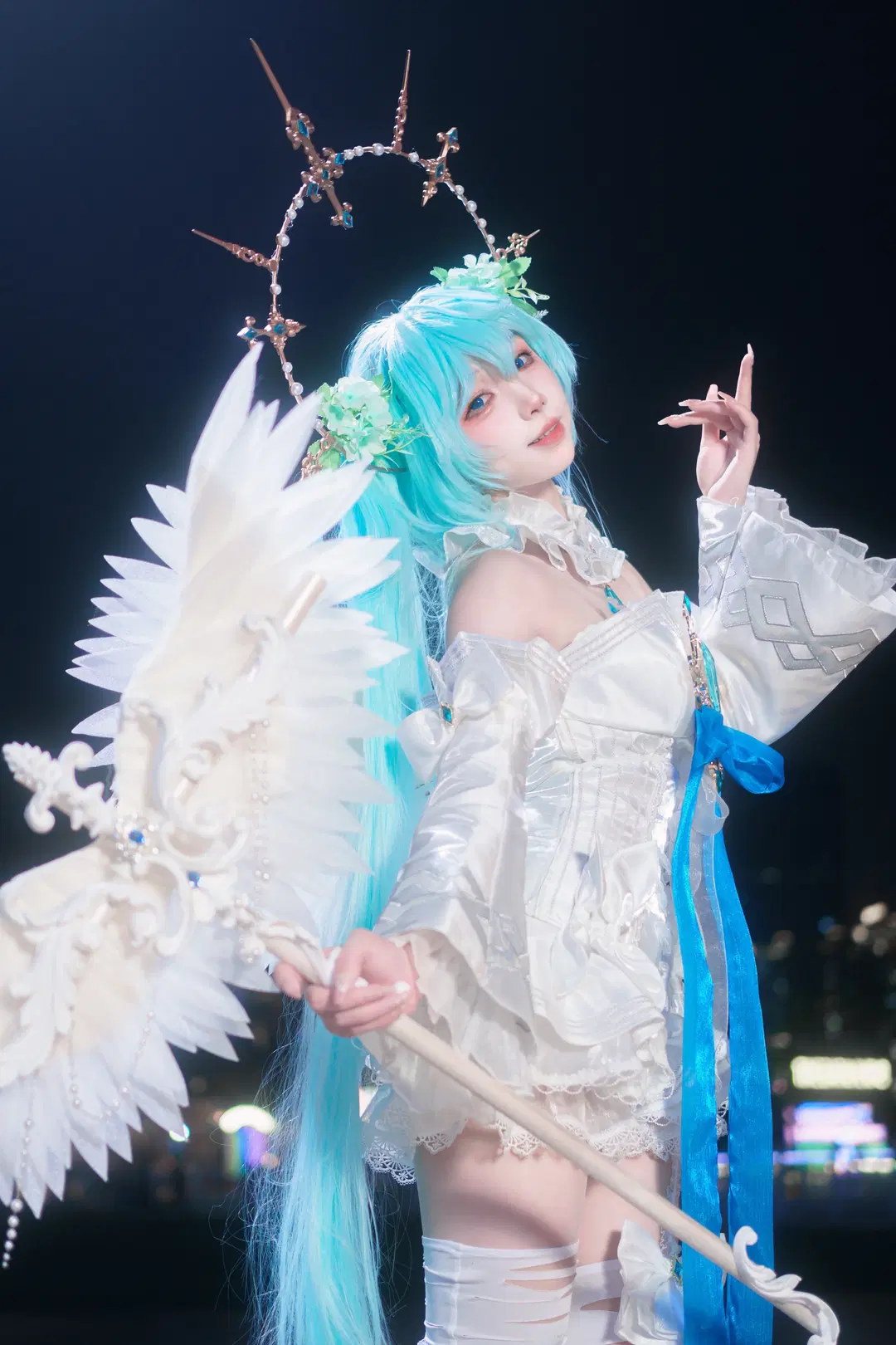 【初音ミク コスプレ】天使ミク 夜景コスプレ 本編撮影アーカイブ - 云离饱饱 - 6枚目