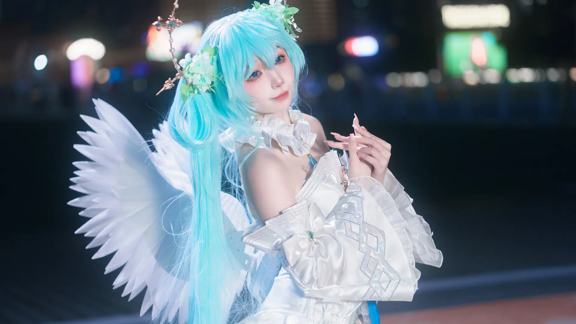 【初音ミク コスプレ】天使ミク 夜景コスプレ 本編撮影アーカイブ - 云离饱饱 - 9枚目