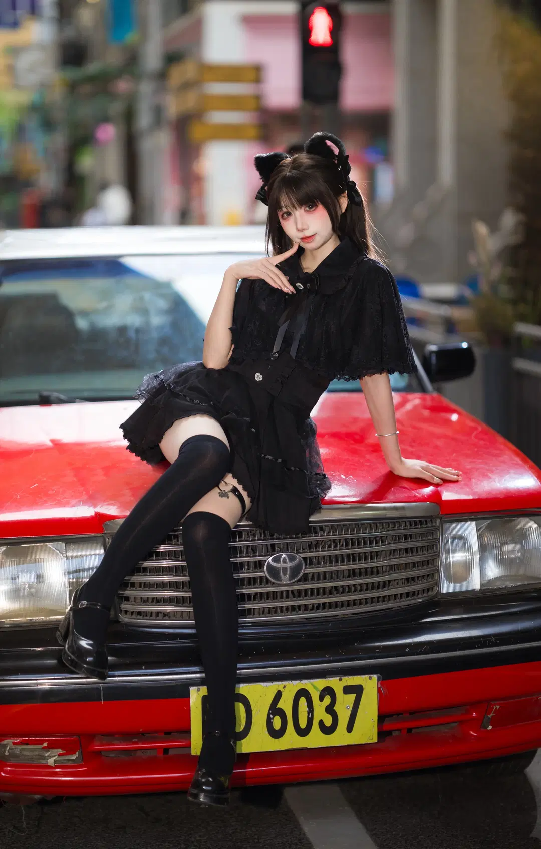 地雷系×黒のオーバーニーソックス甘め女子のレトロ街角スイートポートレート撮影記録 - 云离饱饱 - 9枚目