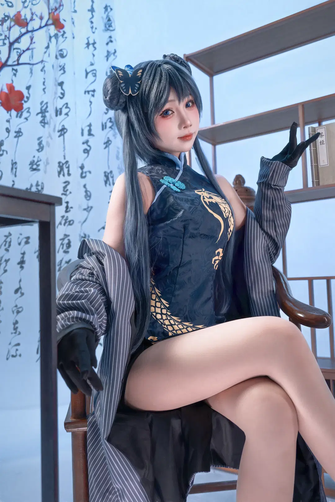 【キサキ コスプレ】ブルーアーカイブ 闇金チャイナドレスとヴィンテージ銃器の冷徹な衝突 - 云离饱饱 - 2枚目
