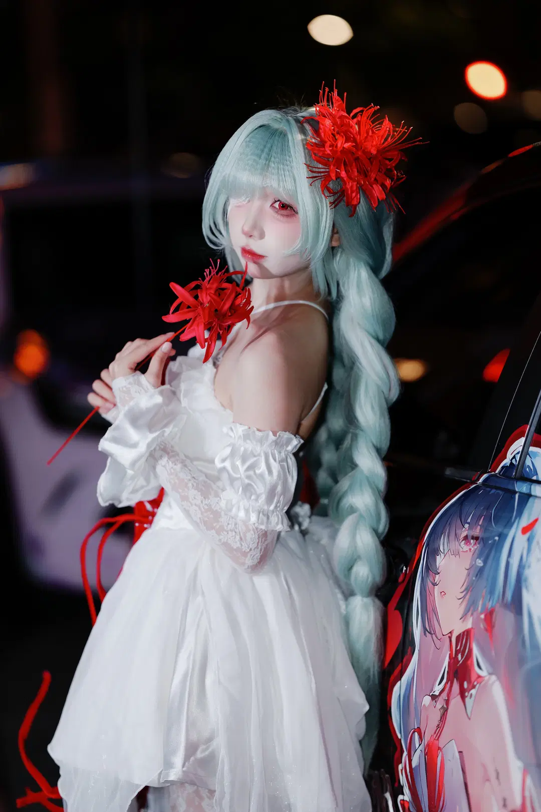 【フローヴァ コスプレ】『鳴潮』ダークエレガントな赤白ドレス、ホタルACGエキスポ夜のイベント写真 - 云离饱饱 - 2枚目