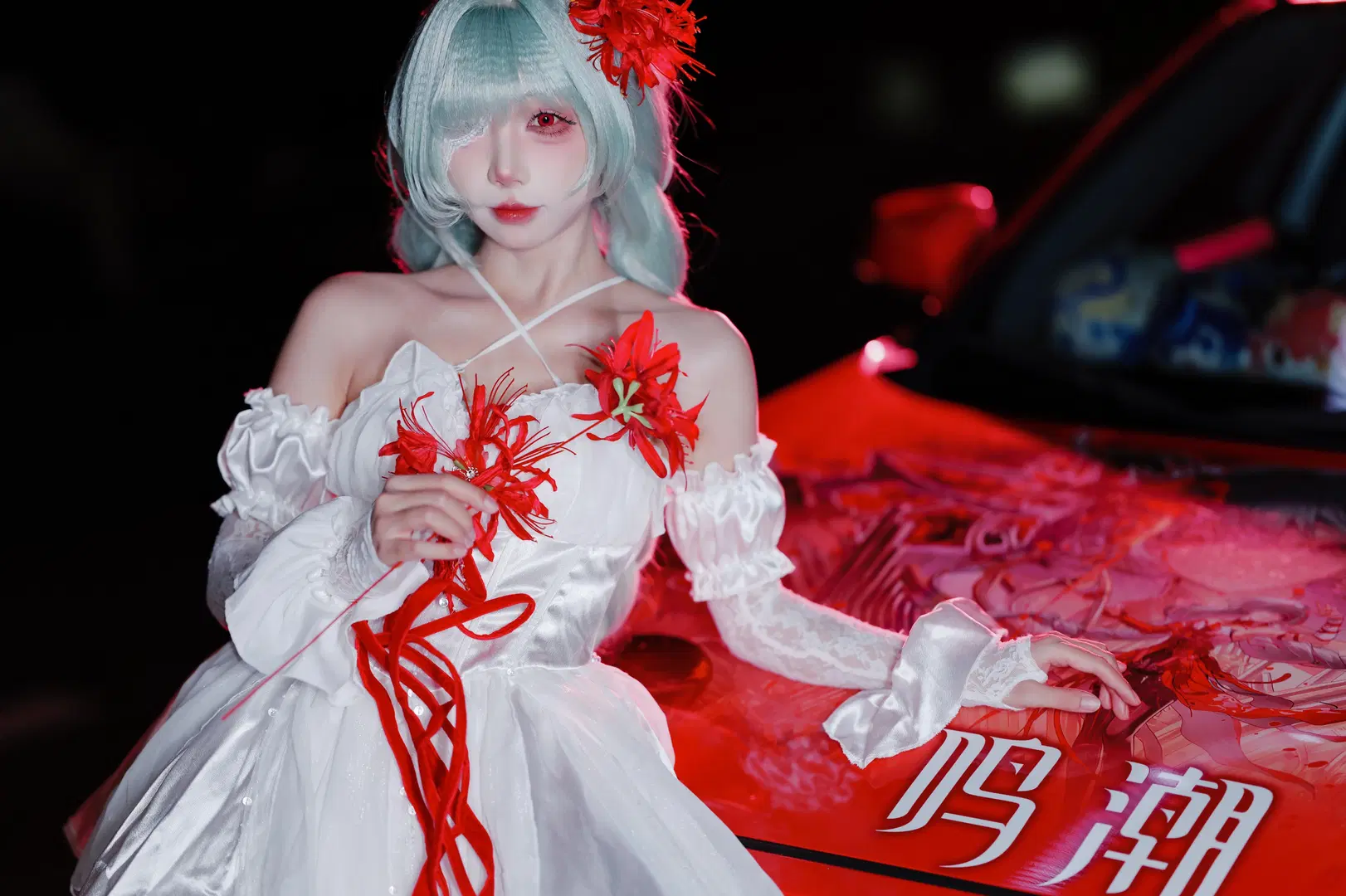 【フローヴァ コスプレ】『鳴潮』ダークエレガントな赤白ドレス、ホタルACGエキスポ夜のイベント写真 - 云离饱饱 - 3枚目