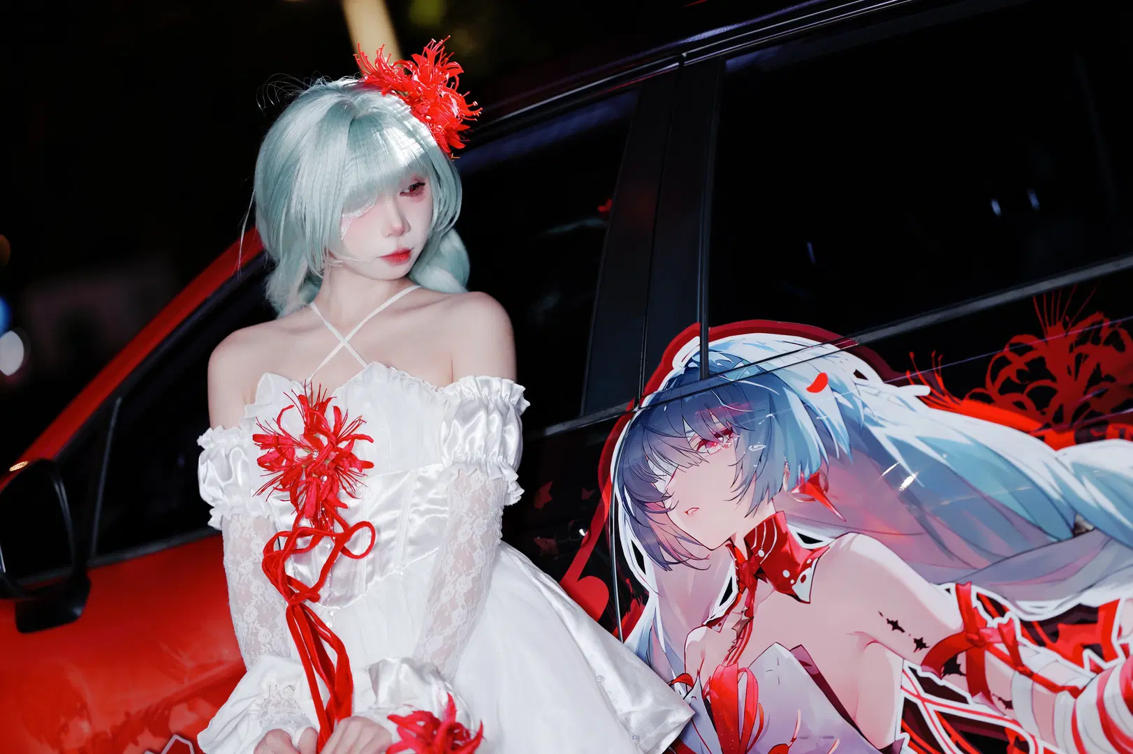 【フローヴァ コスプレ】『鳴潮』ダークエレガントな赤白ドレス、ホタルACGエキスポ夜のイベント写真 - 云离饱饱 - 5枚目