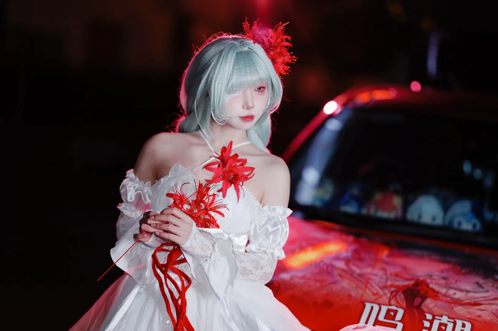 【フローヴァ コスプレ】『鳴潮』ダークエレガントな赤白ドレス、ホタルACGエキスポ夜のイベント写真 - 云离饱饱 - 6枚目