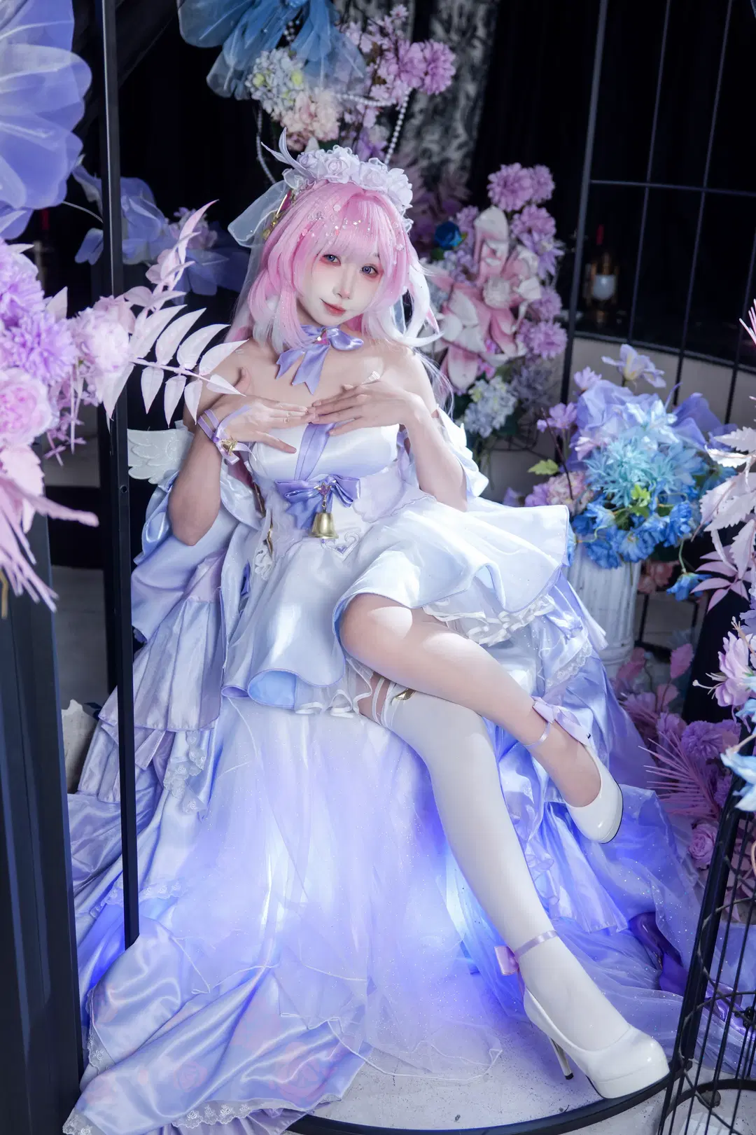 【エリシア コスプレ】『崩壊3rd』花間の頌歌（Hymn of Flowers）花嫁スタイルの鳥かご夢幻撮影 - 云离饱饱 - 2枚目