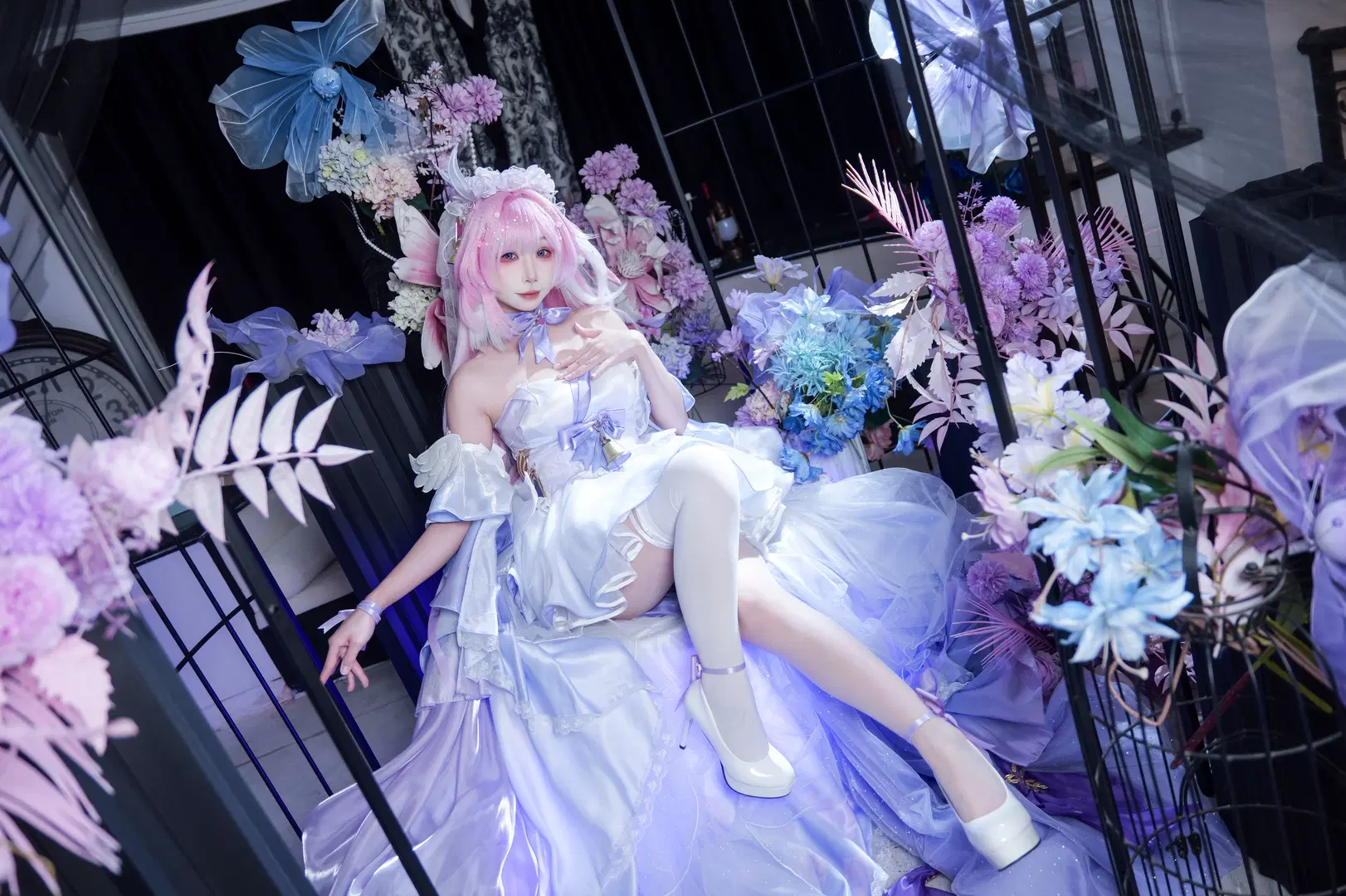 【エリシア コスプレ】『崩壊3rd』花間の頌歌（Hymn of Flowers）花嫁スタイルの鳥かご夢幻撮影 - 云离饱饱 - 3枚目