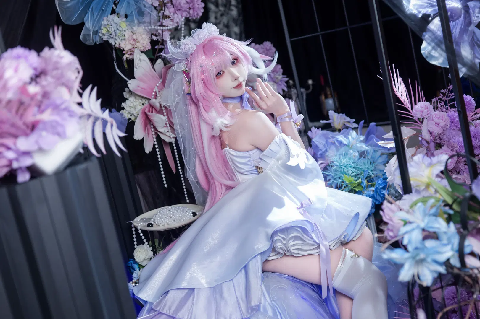 【エリシア コスプレ】『崩壊3rd』花間の頌歌（Hymn of Flowers）花嫁スタイルの鳥かご夢幻撮影 - 云离饱饱 - 5枚目