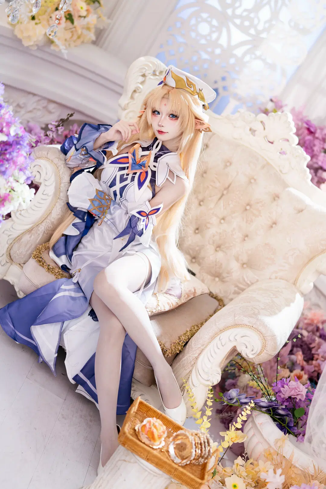 原神, 尼可莱恩cos, cosplay写真, 原神空月之歌, 白丝袜