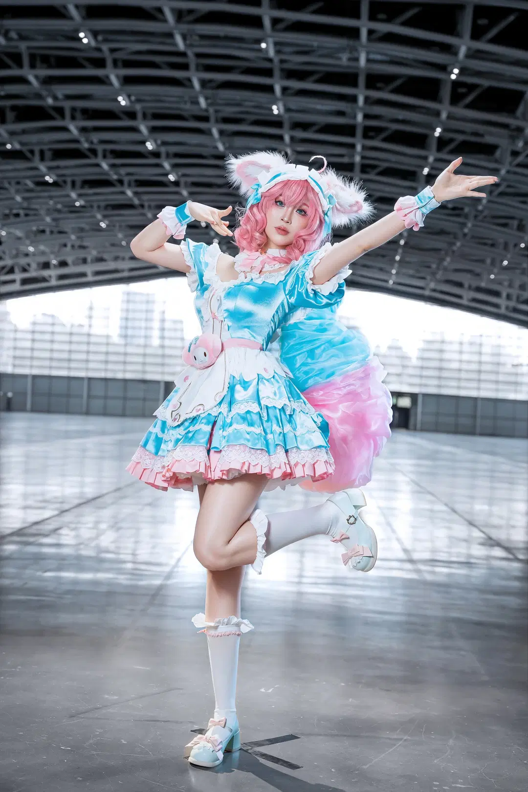 Honor of Kings, Convention photos, Daji cosplay, Maid Cafe, Stockings