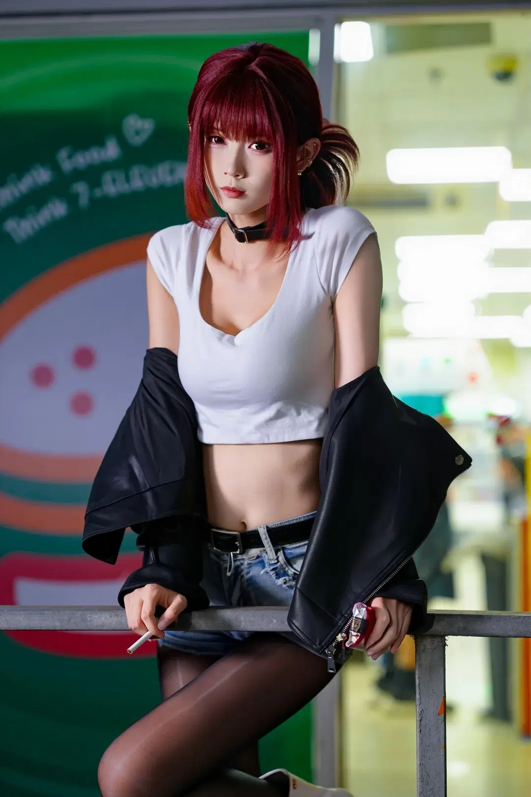 cosplay, 黑丝, 山田小姐cos, 夜景街拍, 田山小姐