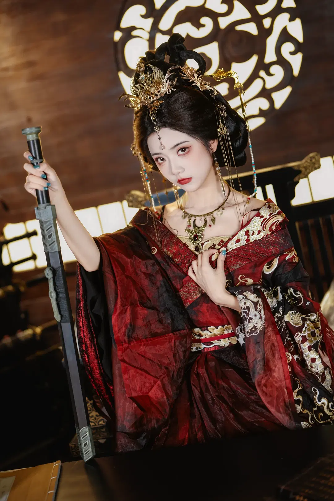 红黑金古风造型，仗剑提笔体验女帝的日常 - 新_ - 第8张