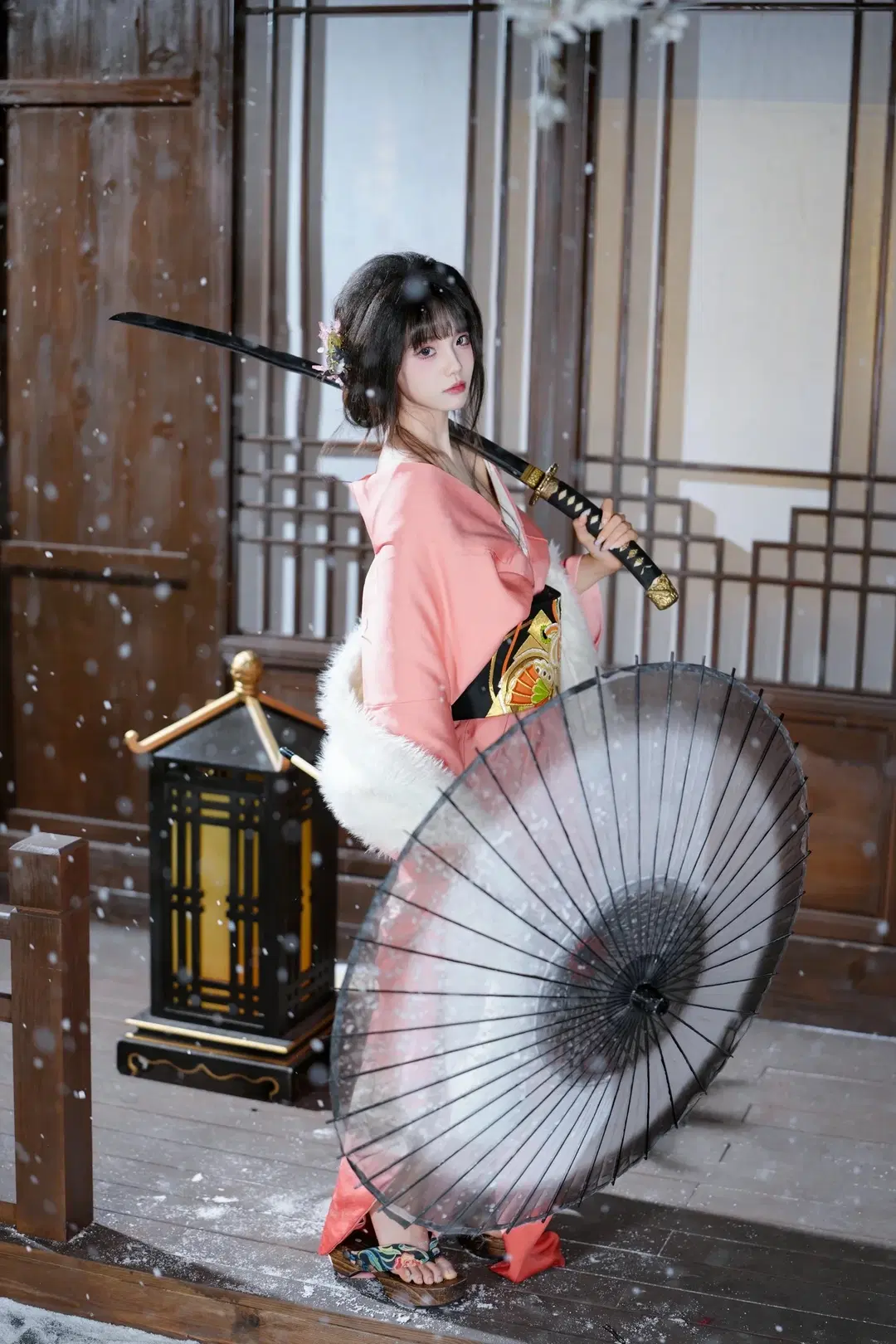 粉衣木屐雪中独行，这套和风古装写真的清冷感拉满 - 新_ - 第12张
