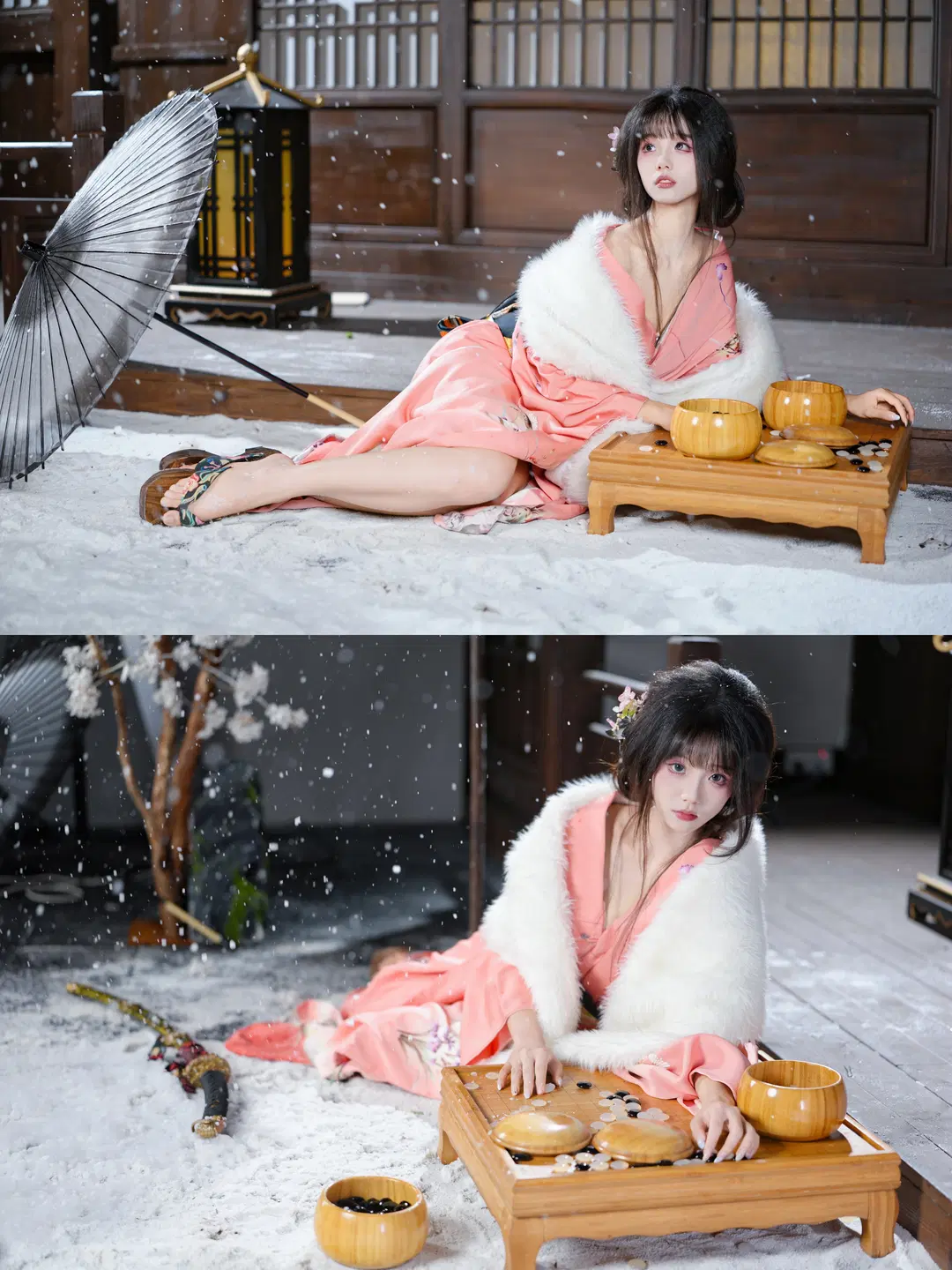 粉衣木屐雪中独行，这套和风古装写真的清冷感拉满 - 新_ - 第13张