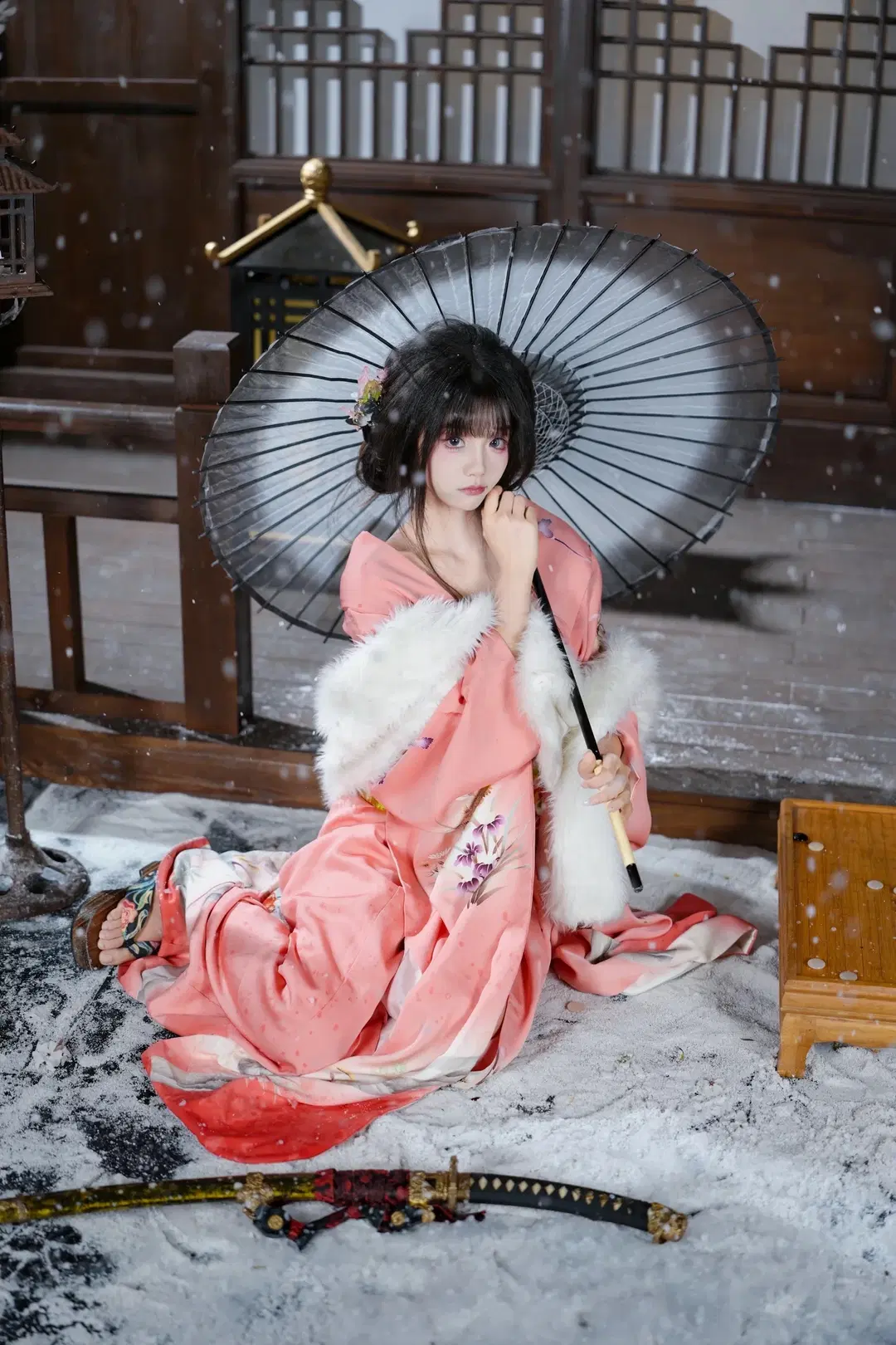 粉衣木屐雪中独行，这套和风古装写真的清冷感拉满 - 新_ - 第15张