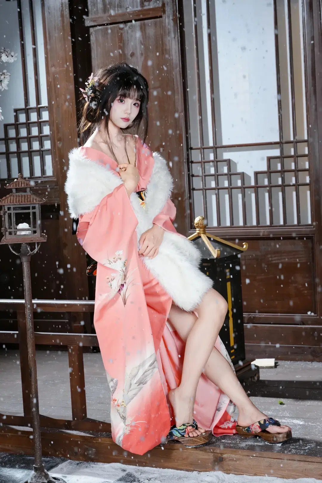 粉衣木屐雪中独行，这套和风古装写真的清冷感拉满 - 新_ - 第5张