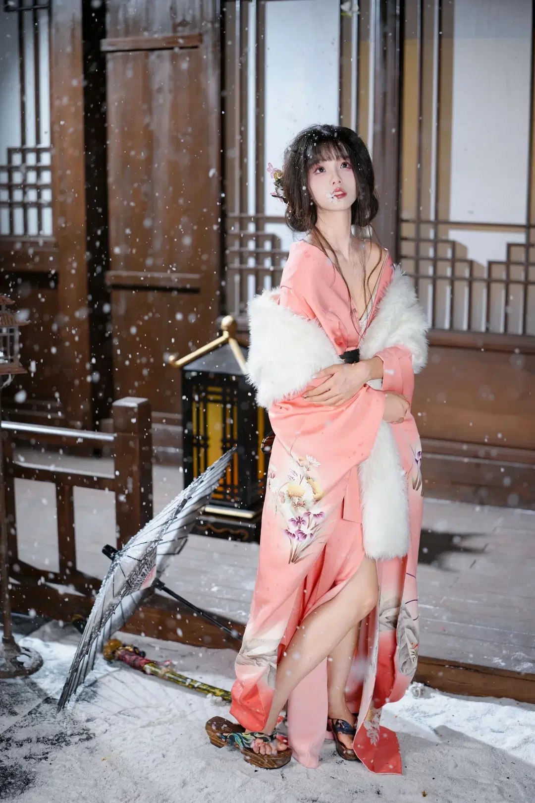 粉衣木屐雪中独行，这套和风古装写真的清冷感拉满 - 新_ - 第6张