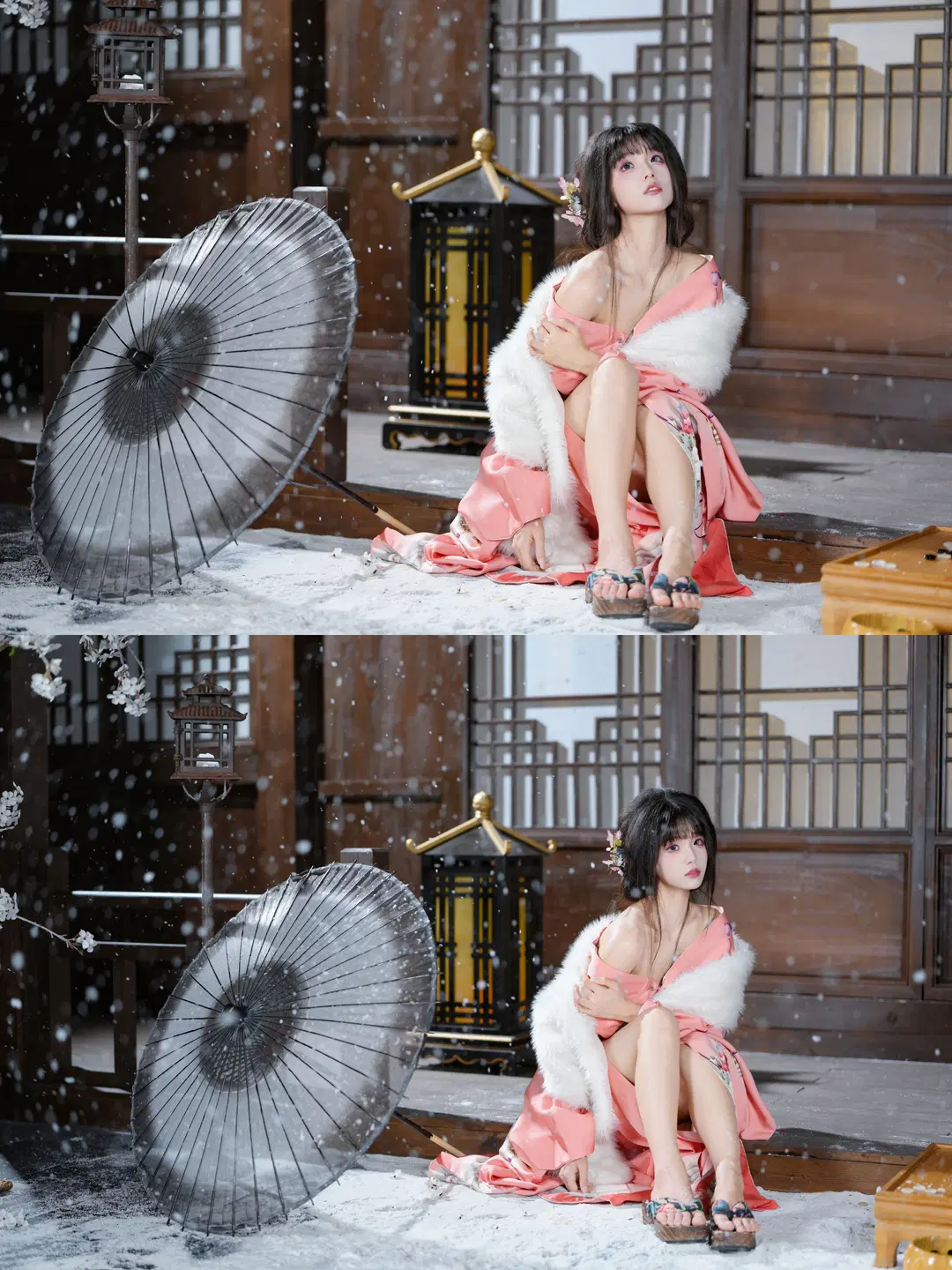 粉衣木屐雪中独行，这套和风古装写真的清冷感拉满 - 新_ - 第8张
