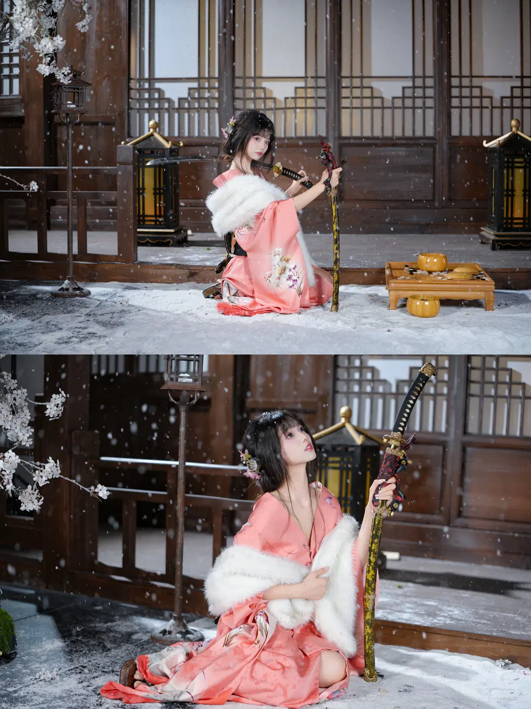 粉衣木屐雪中独行，这套和风古装写真的清冷感拉满 - 新_ - 第9张