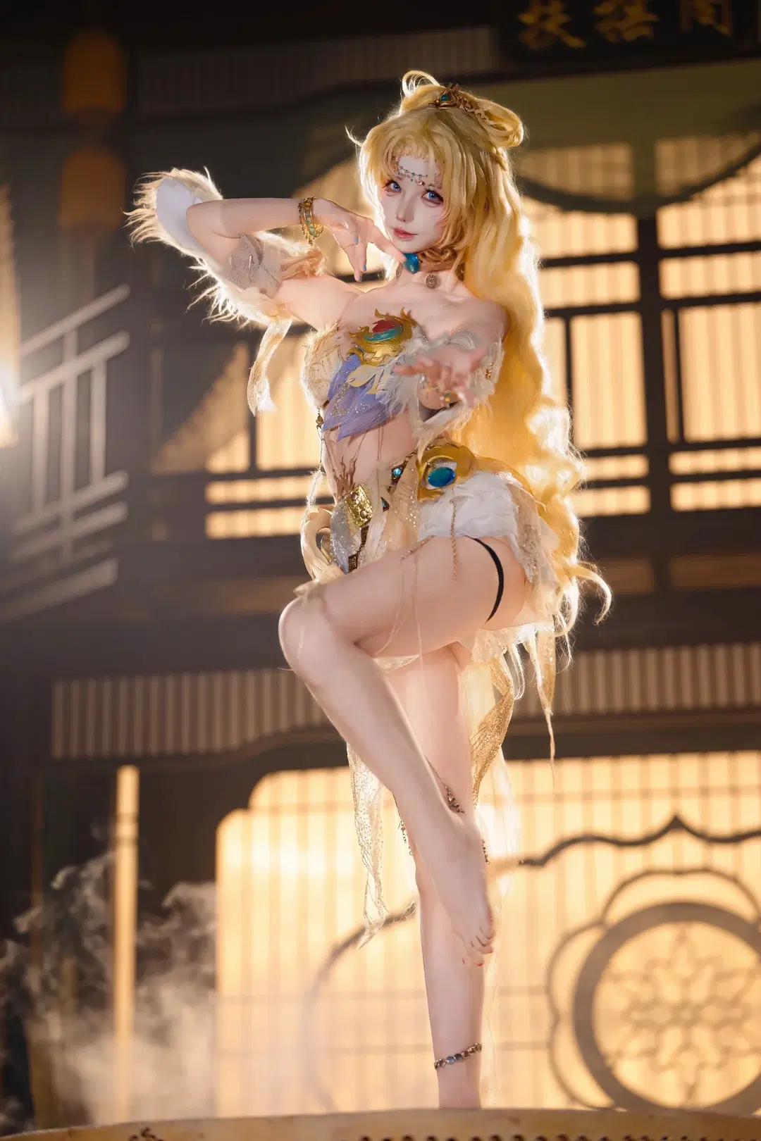 【玉玲珑cos】永劫无间赤阳天狐，光影下的红鼓之舞 - 新_ - 第16张