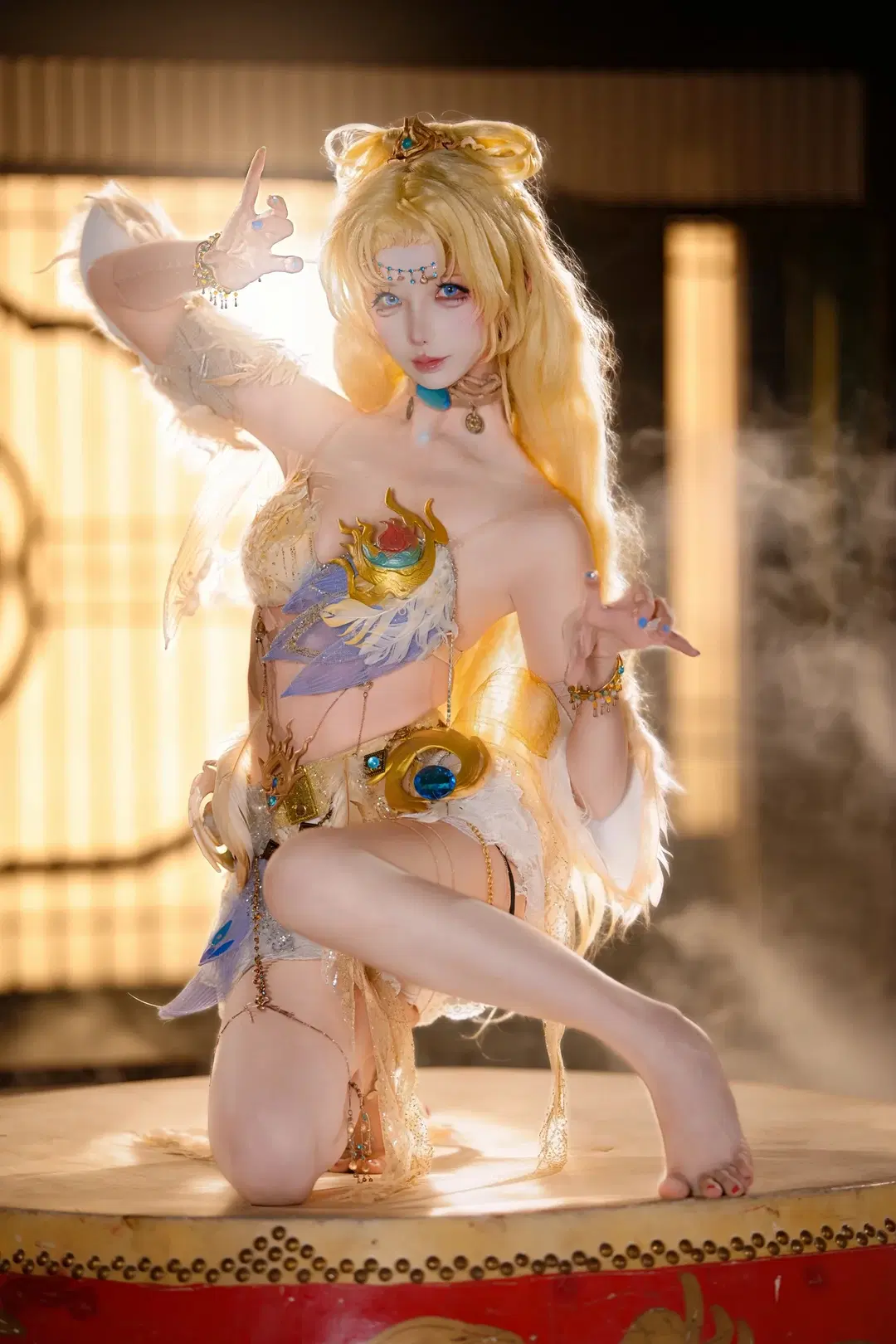 【玉玲珑cos】永劫无间赤阳天狐，光影下的红鼓之舞 - 新_ - 第8张