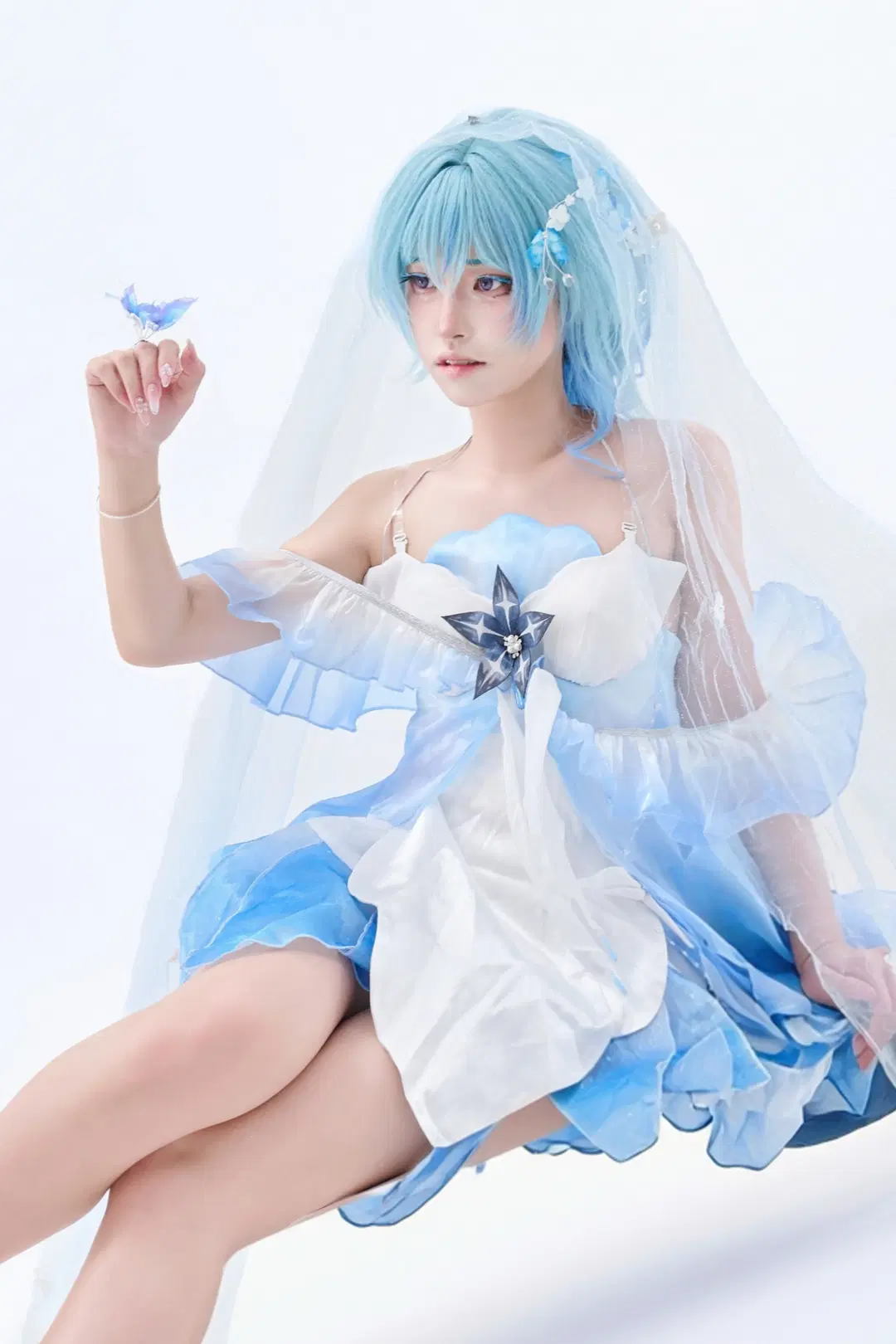 【守岸人cos】鸣潮里的蓝白配色，轻盈纱裙细节展示 - 一只牛角包 - 第2张