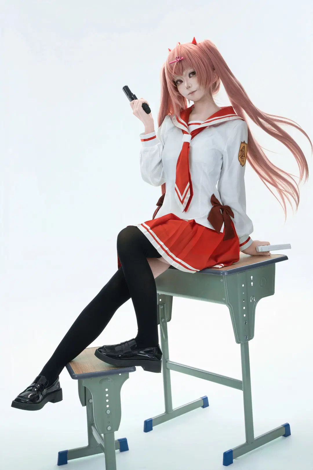 教室摄影, 水手服cos, 黑丝袜cos, 老番角色cos, 二次元复古