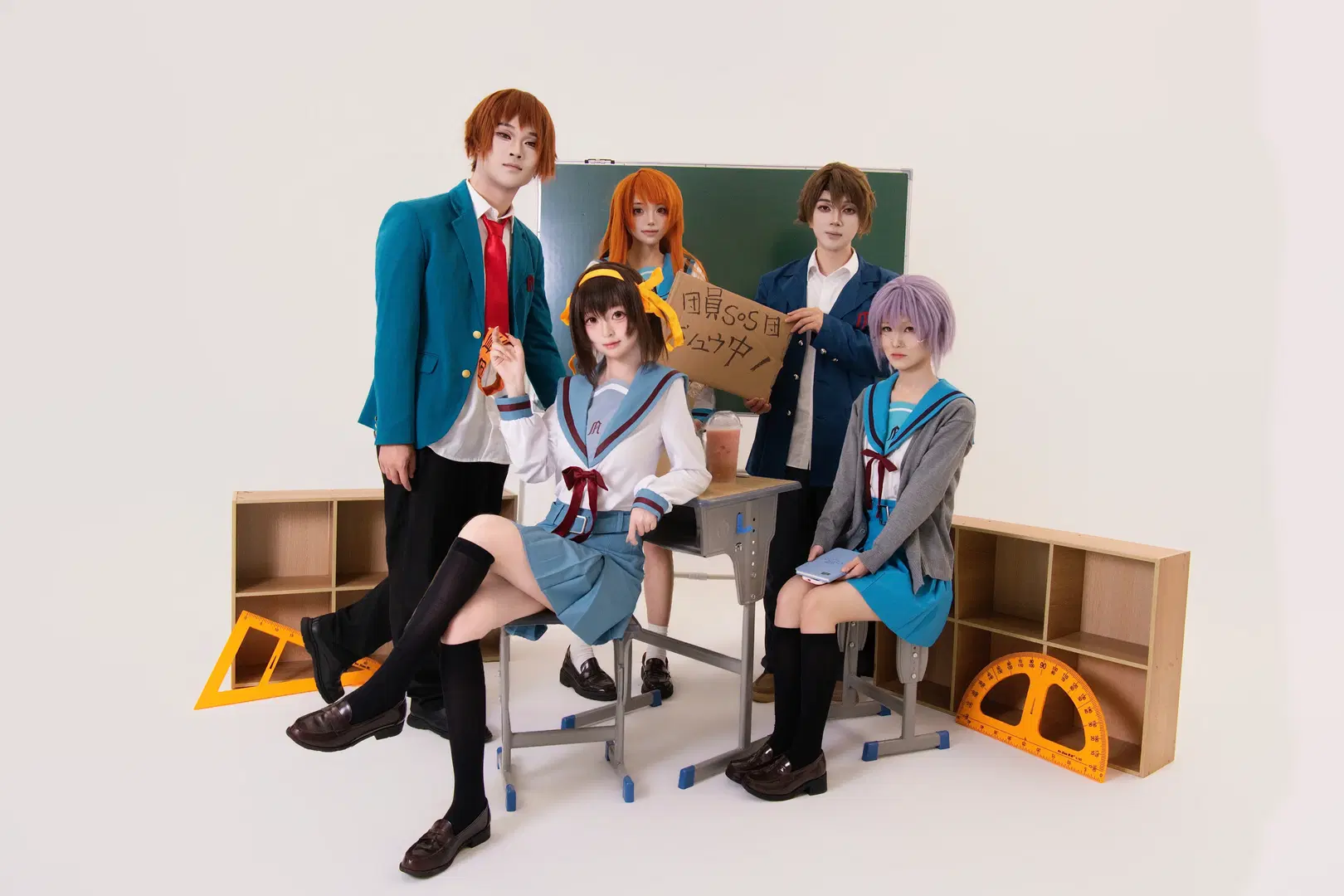 二次元摄影, 水手服, 教室写真, 凉宫春日cos, 过膝袜