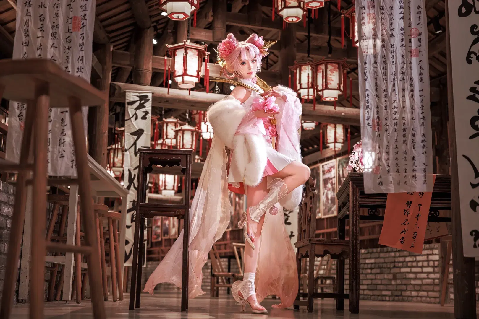 王者荣耀, 嫦娥cos, 国风cos, 丝袜, 拒霜思