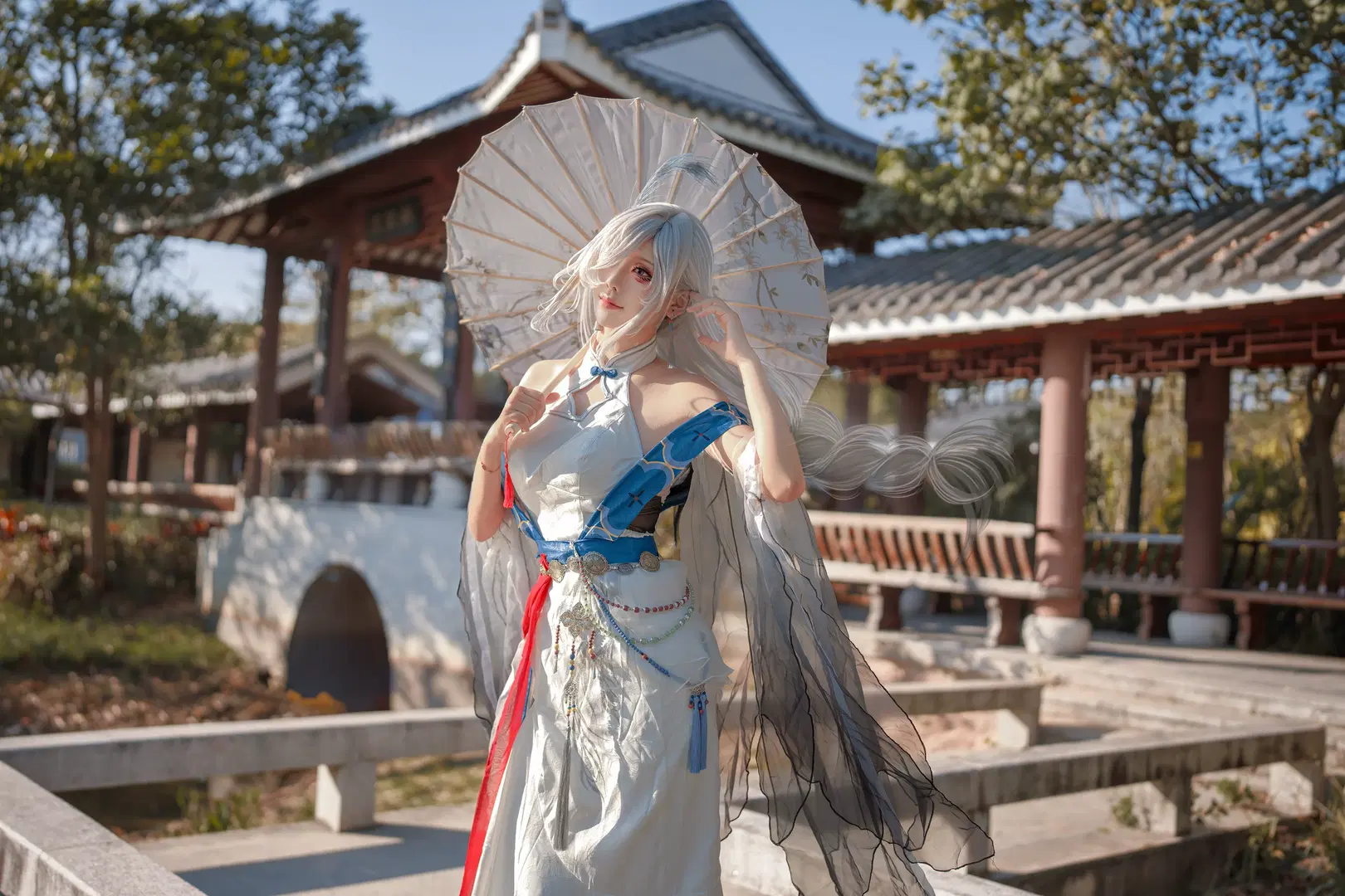 原神, 古风cos, 申鹤cos, 外景写真, 纸伞
