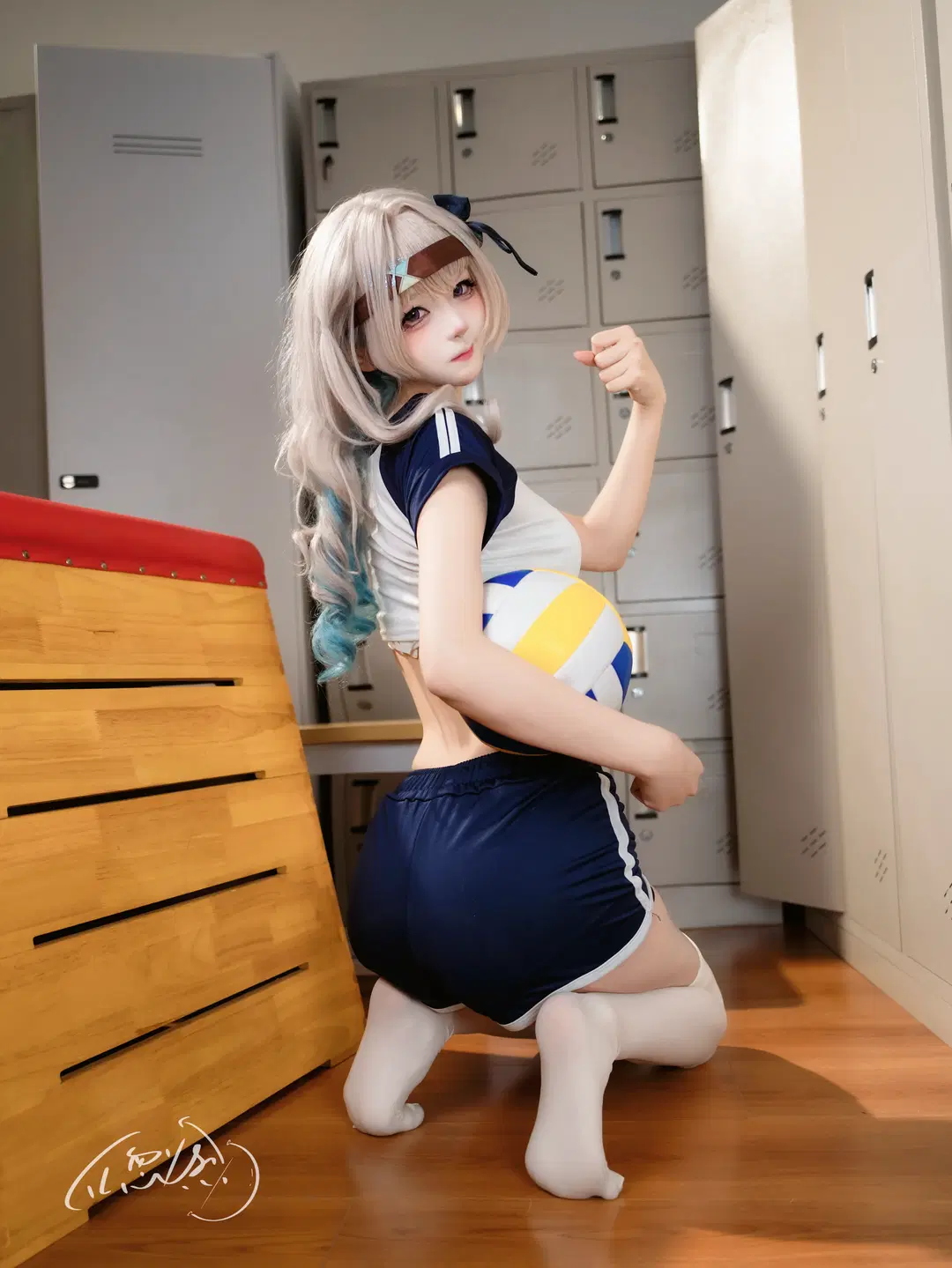 流萤cos, 甜妹, 体操服, 过膝袜, 摄影约拍