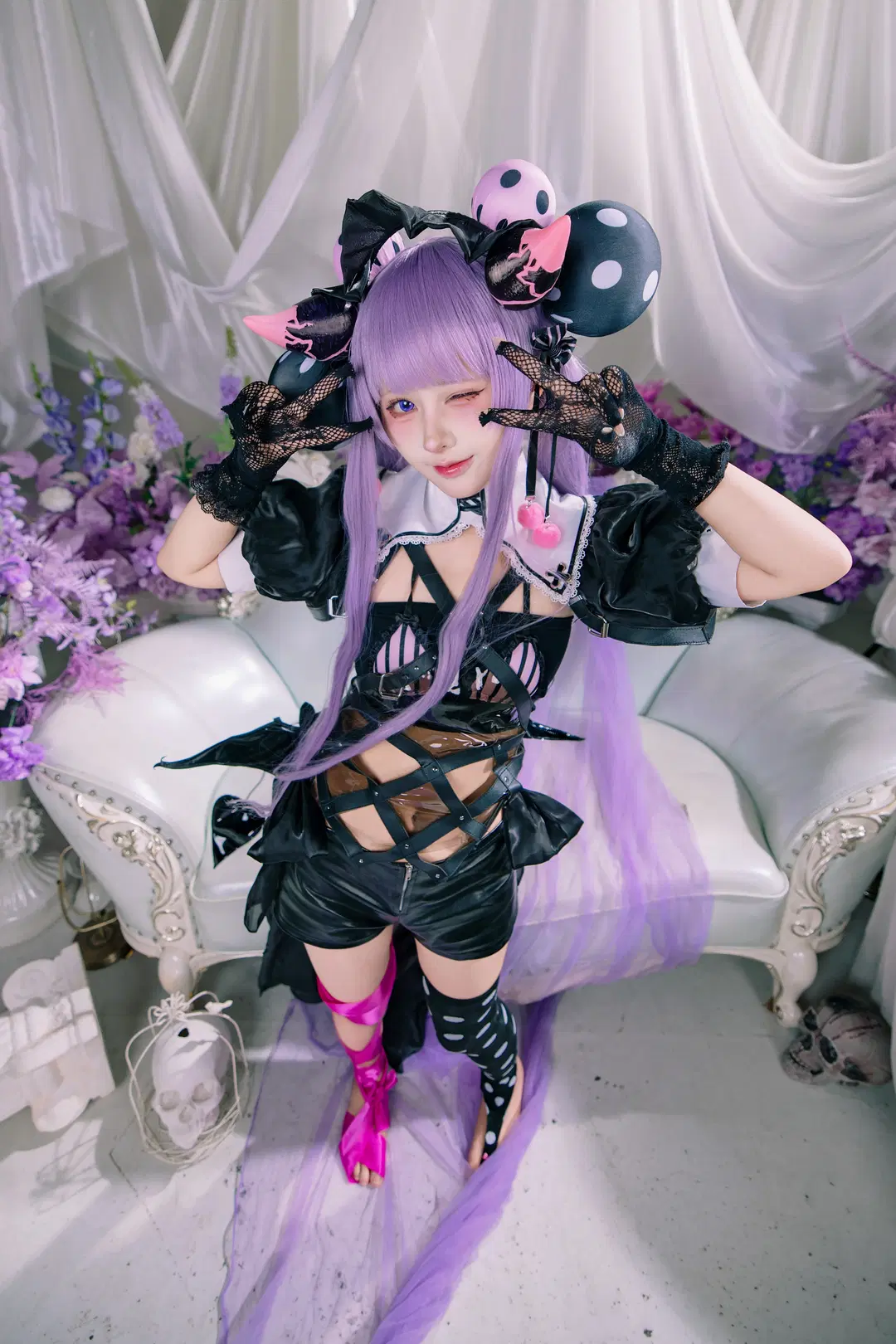 【黛博拉cos】暗黑哥特風與黑白波點絲襪的碰撞 - 音饭饭 - 第2張